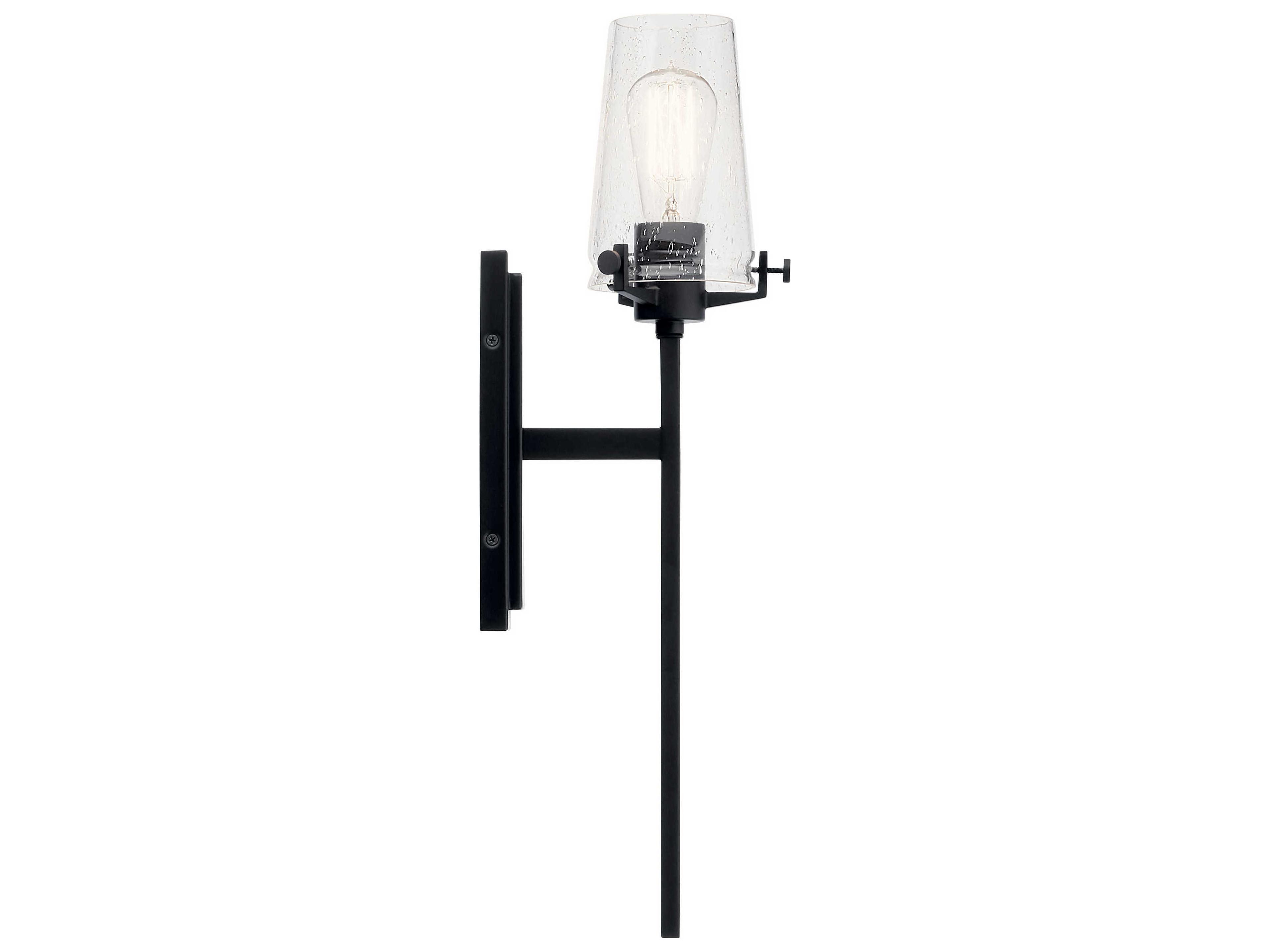 Kichler Alton 1-Light Black Glass Wall Sconce
