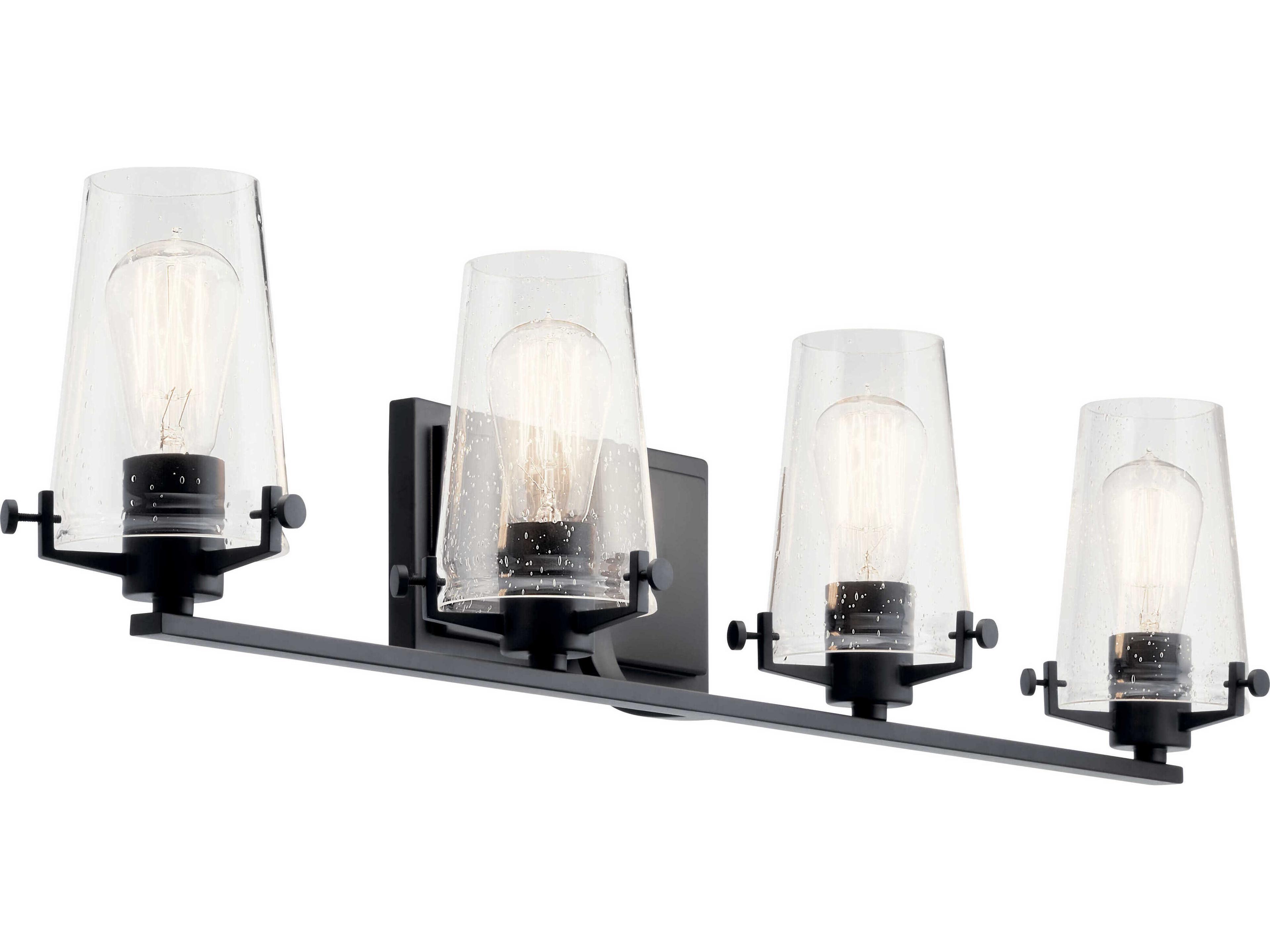 Alton 4-Light Black Glass Vanity Light