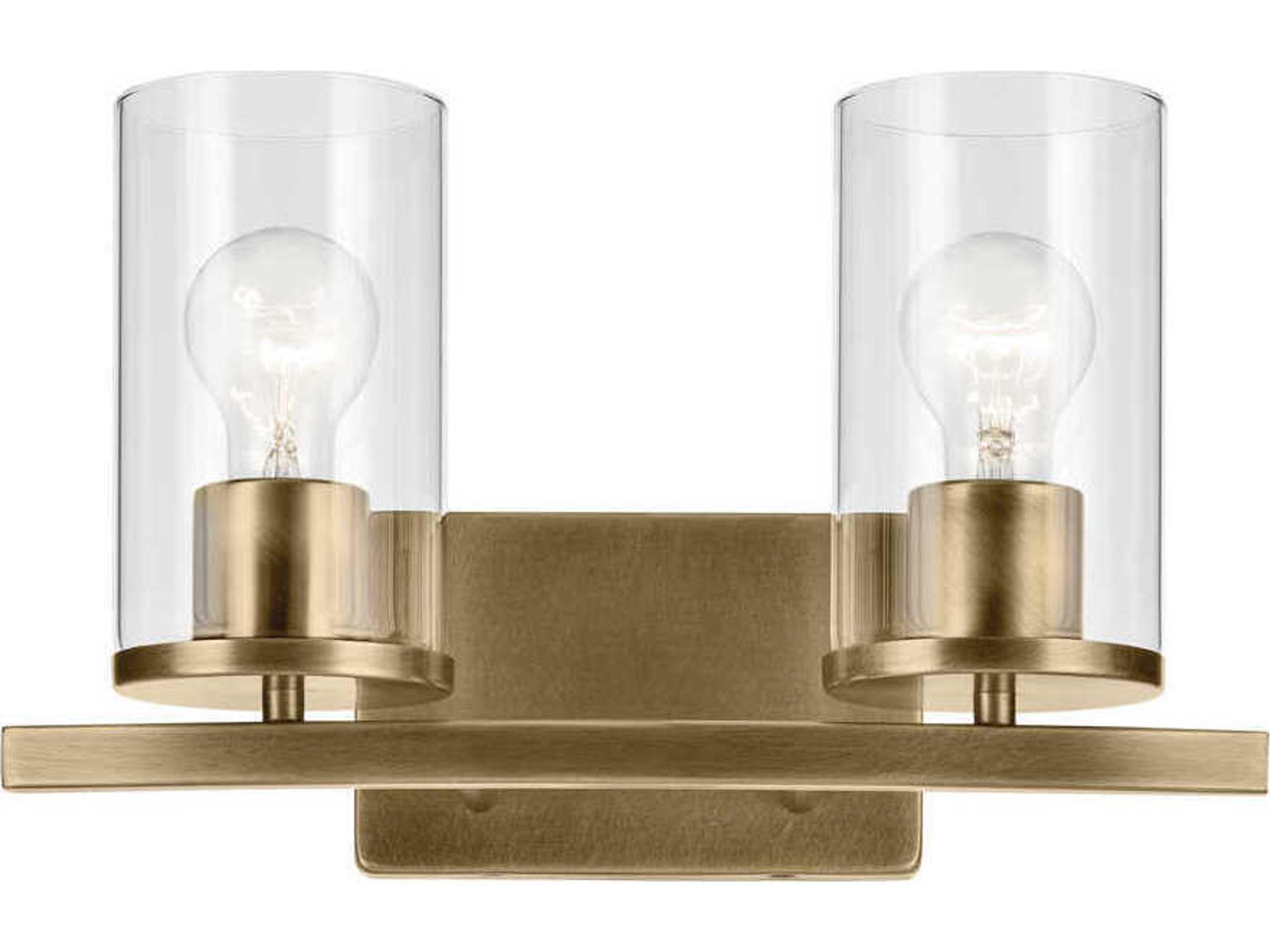 Kichler Crosby 2-Light Natural Brass Vanity Light