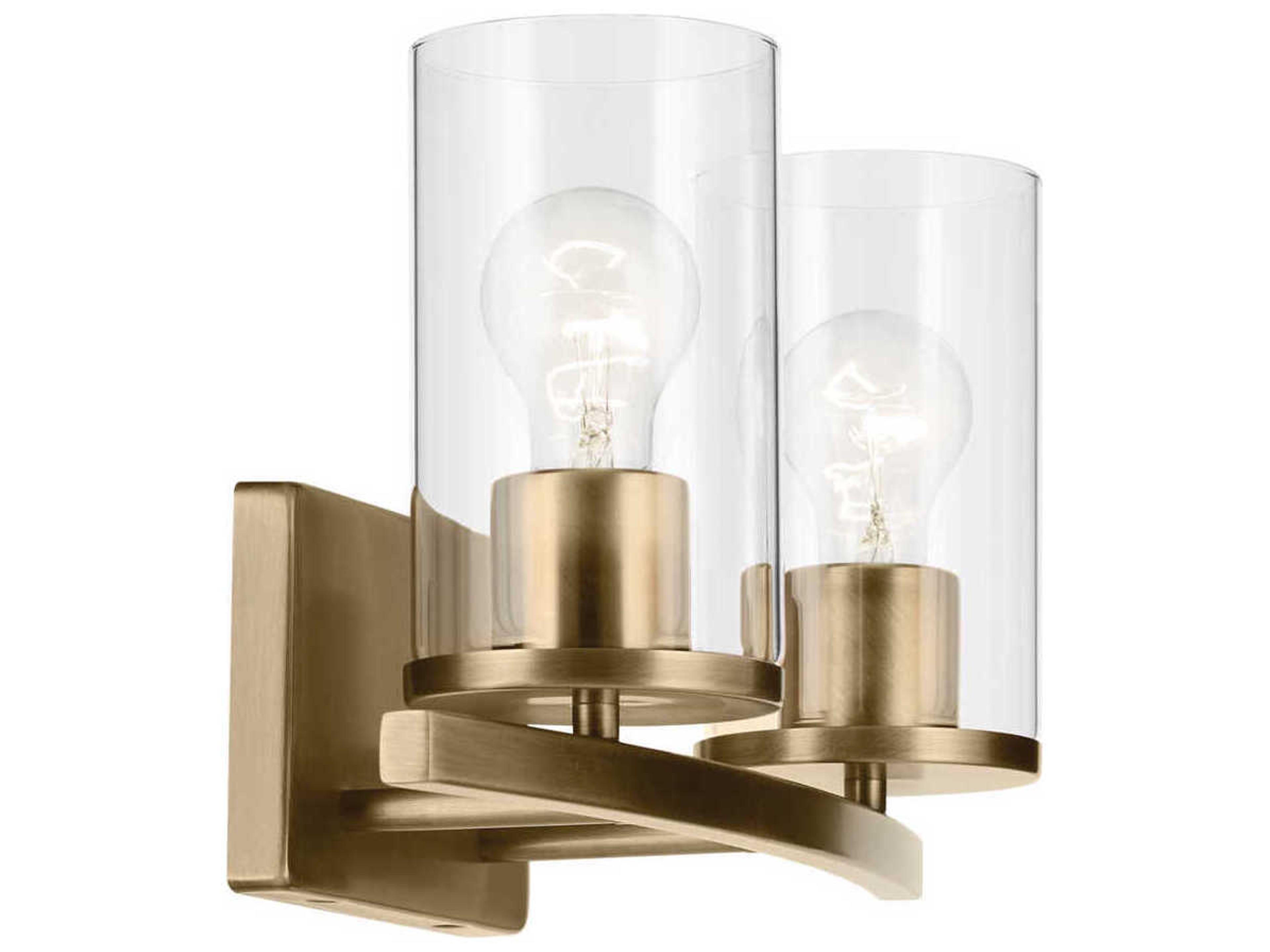 Kichler Crosby 2-Light Natural Brass Vanity Light