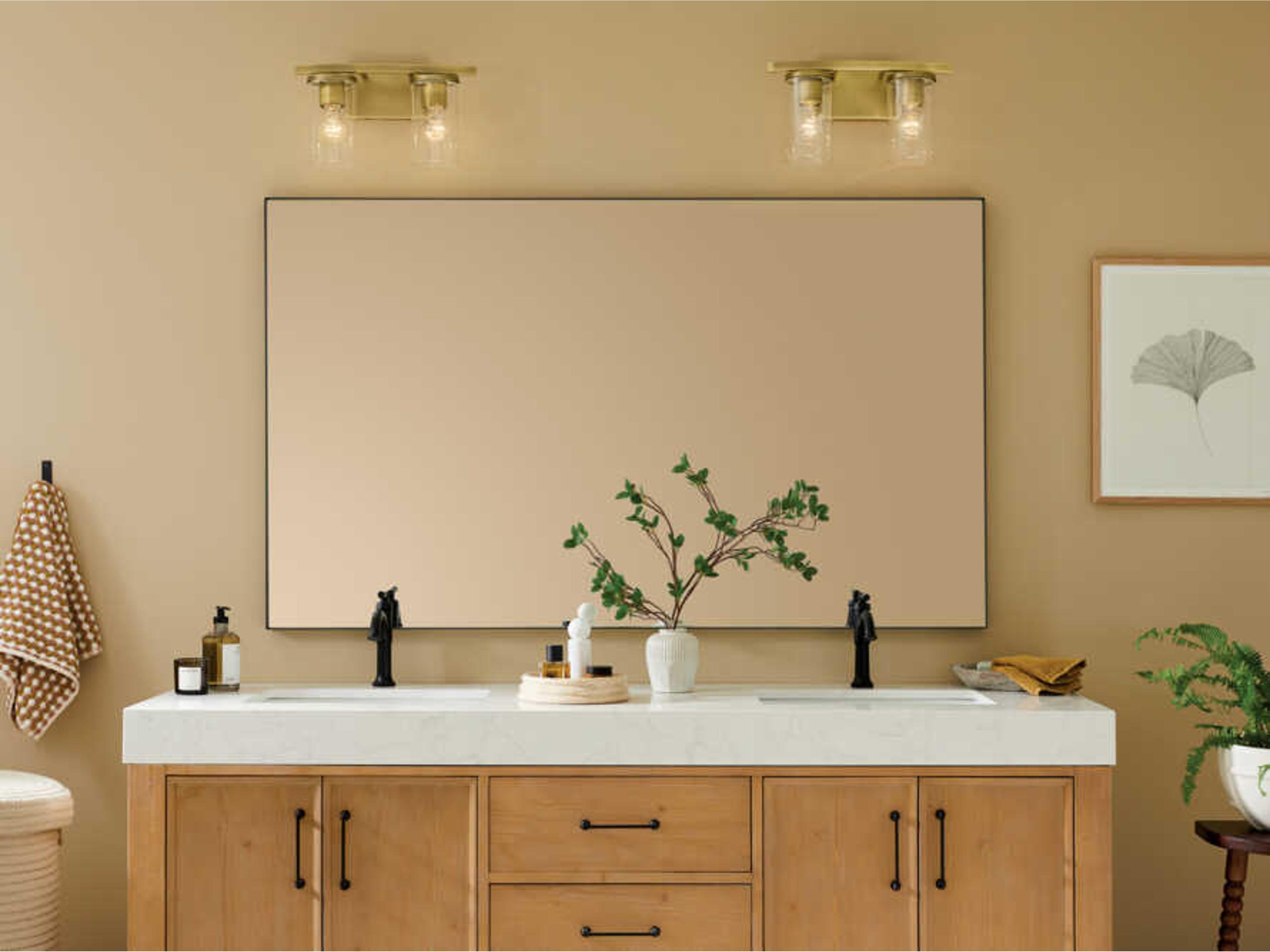 Kichler Crosby 2-Light Natural Brass Vanity Light