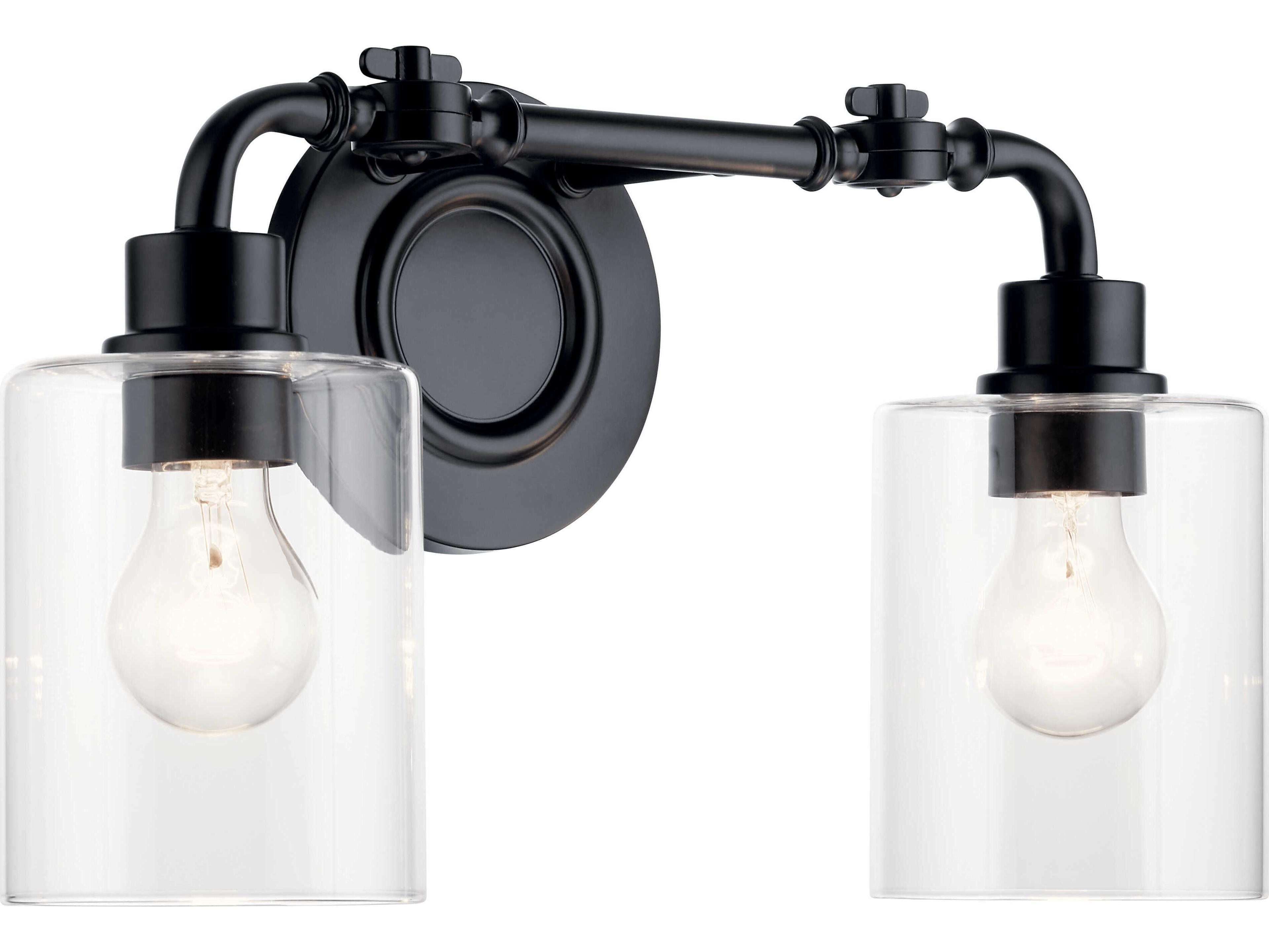 Gunnison 2-Light Black Glass Vanity Light