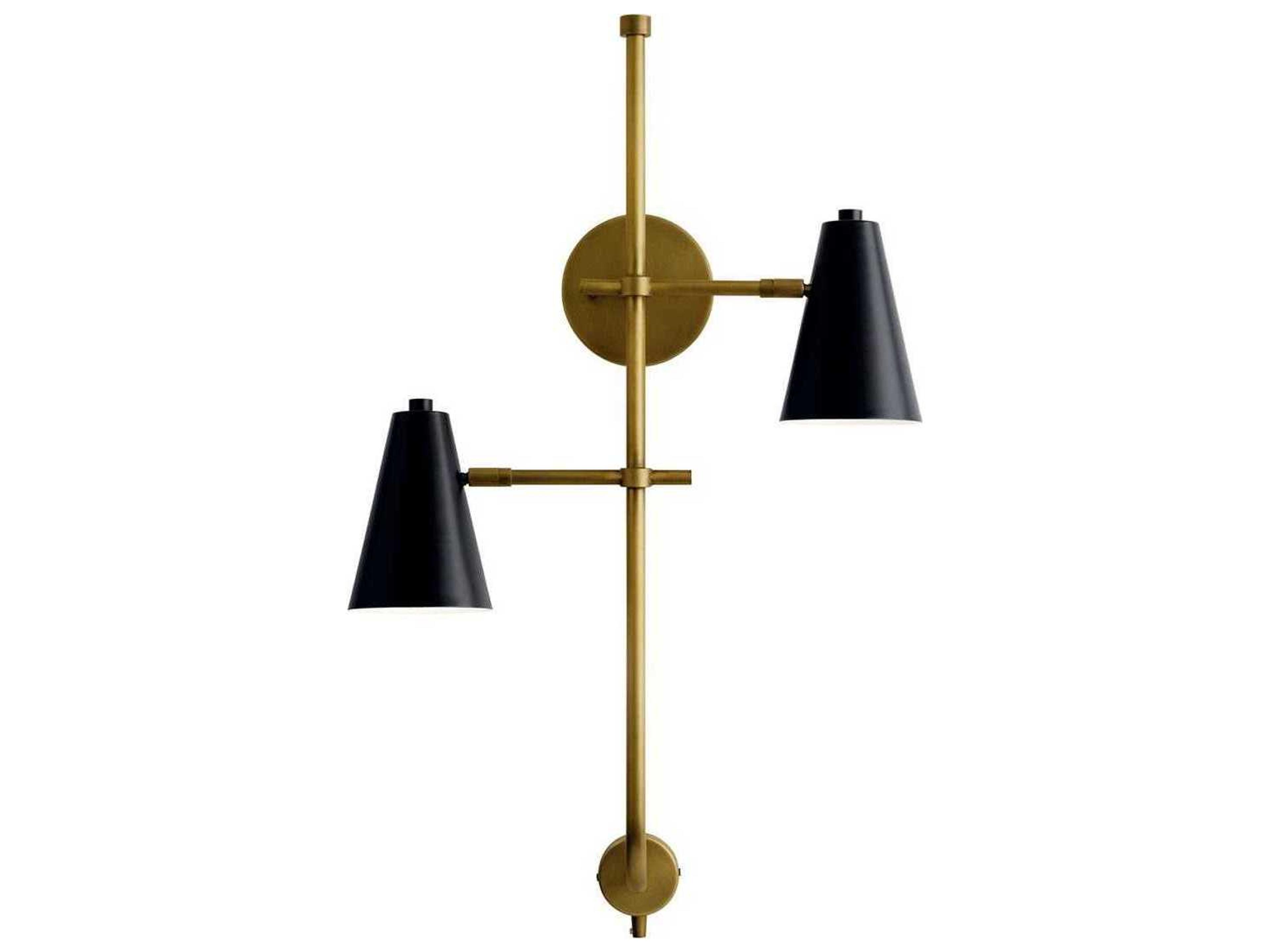 Kichler Sylvia 2-Light Black Natural Brass Wall Sconce