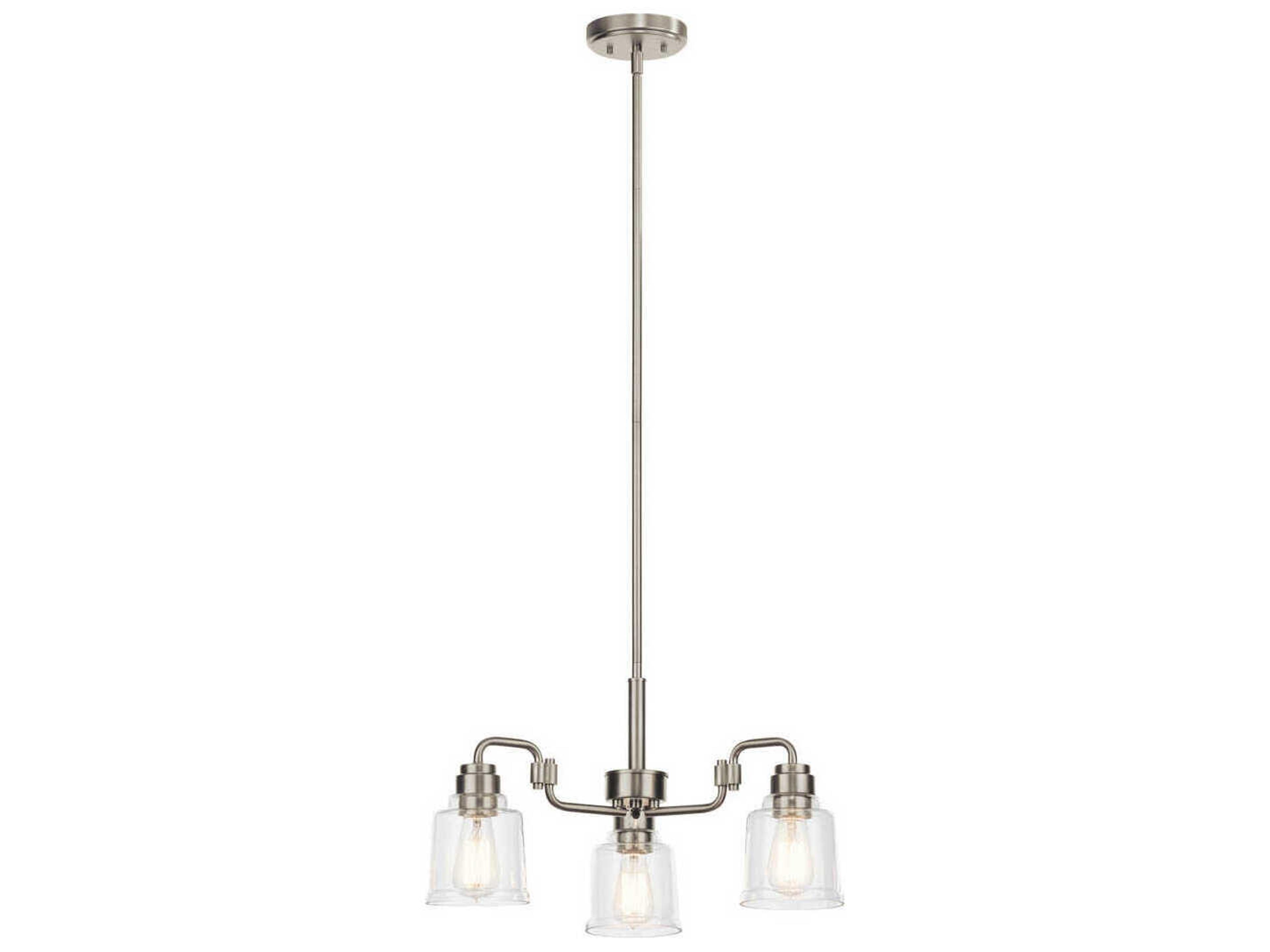 Aivian 3-Light Nickel Textured Glass Bell Chandelier