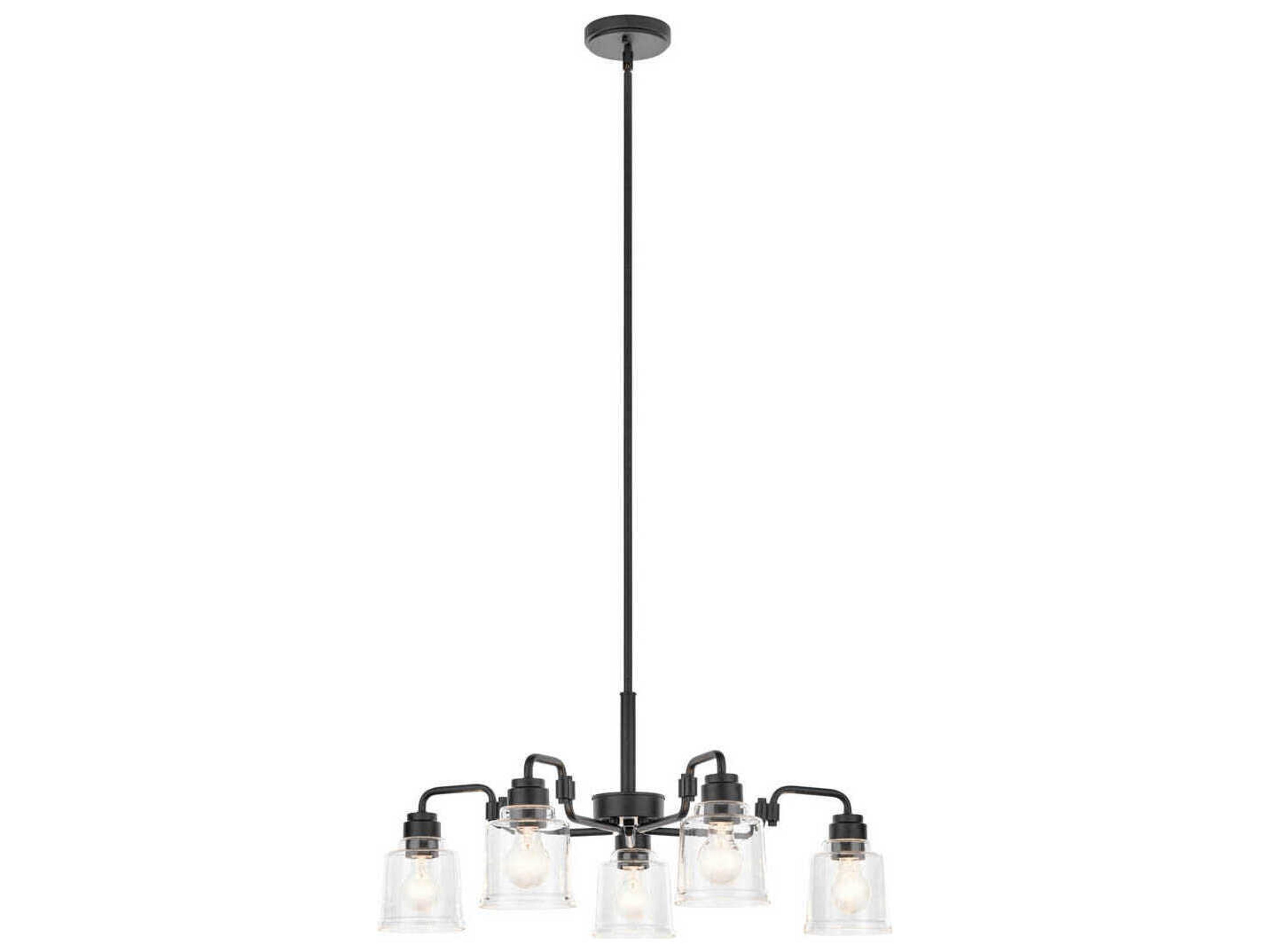 Aivian 5-Light Black Glass Bell Chandelier