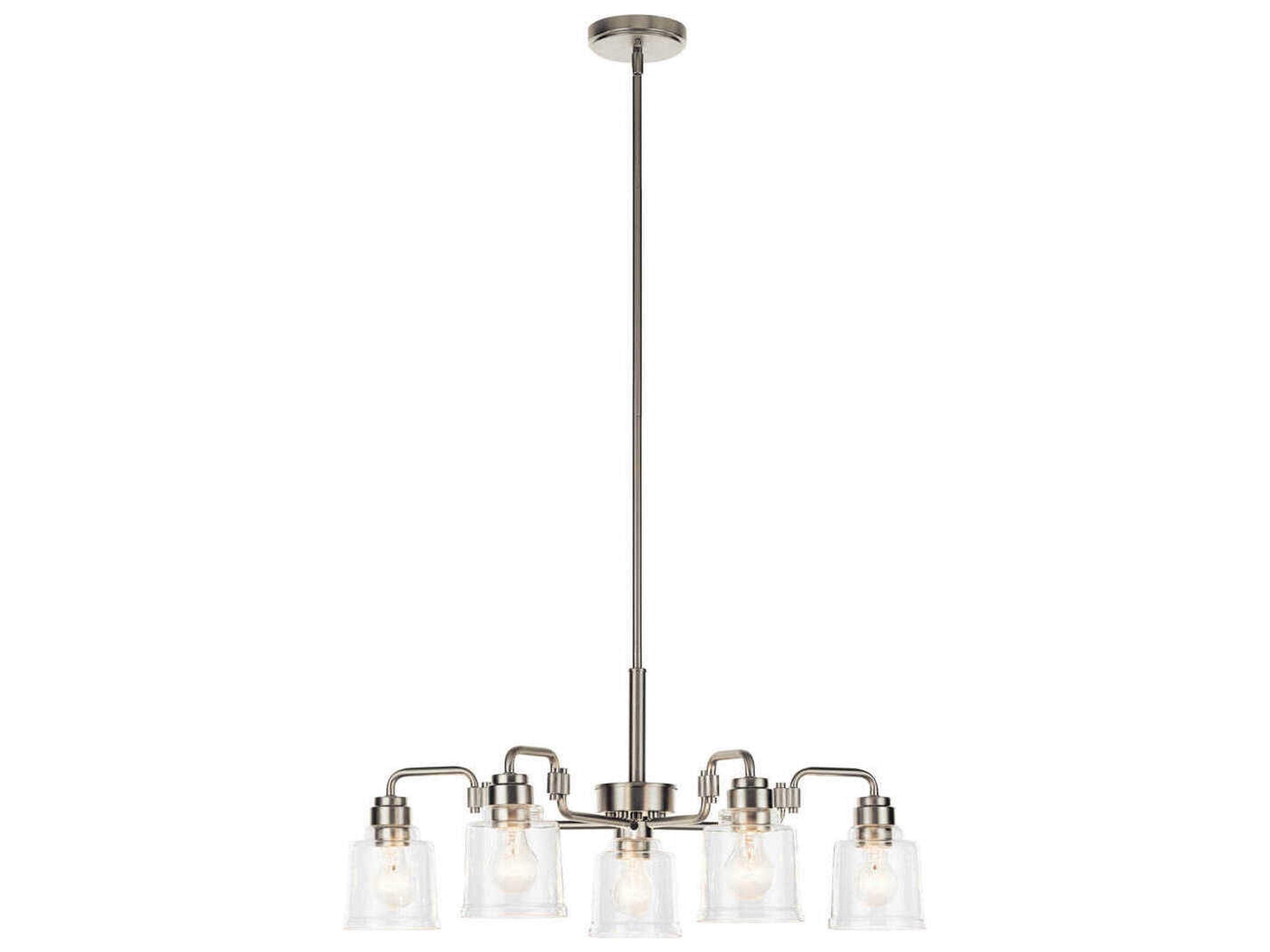 Aivian 5-Light Nickel Textured Black Glass Bell Chandelier