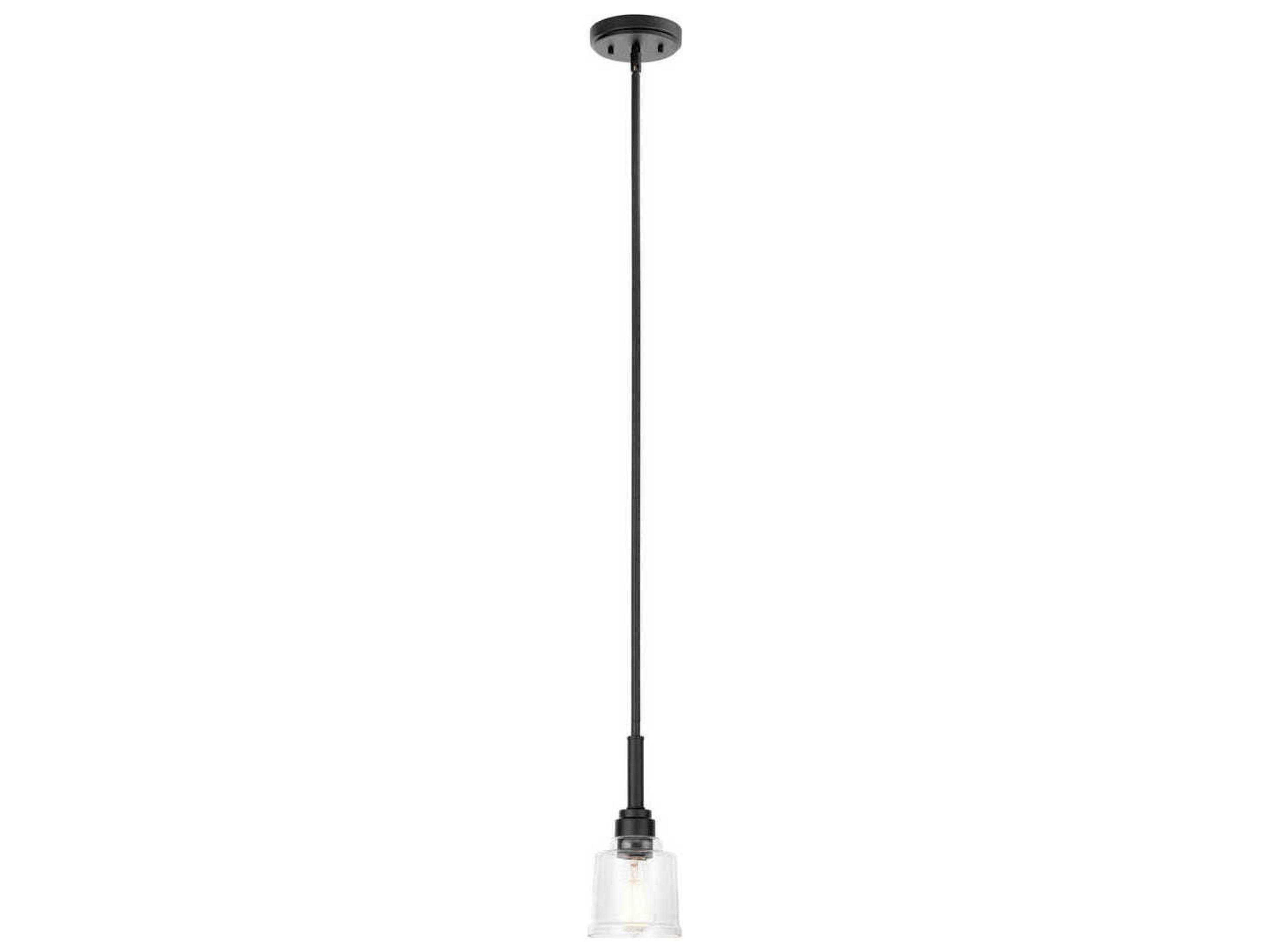 Aivian 1-Light Black Glass Bell Mini Pendant