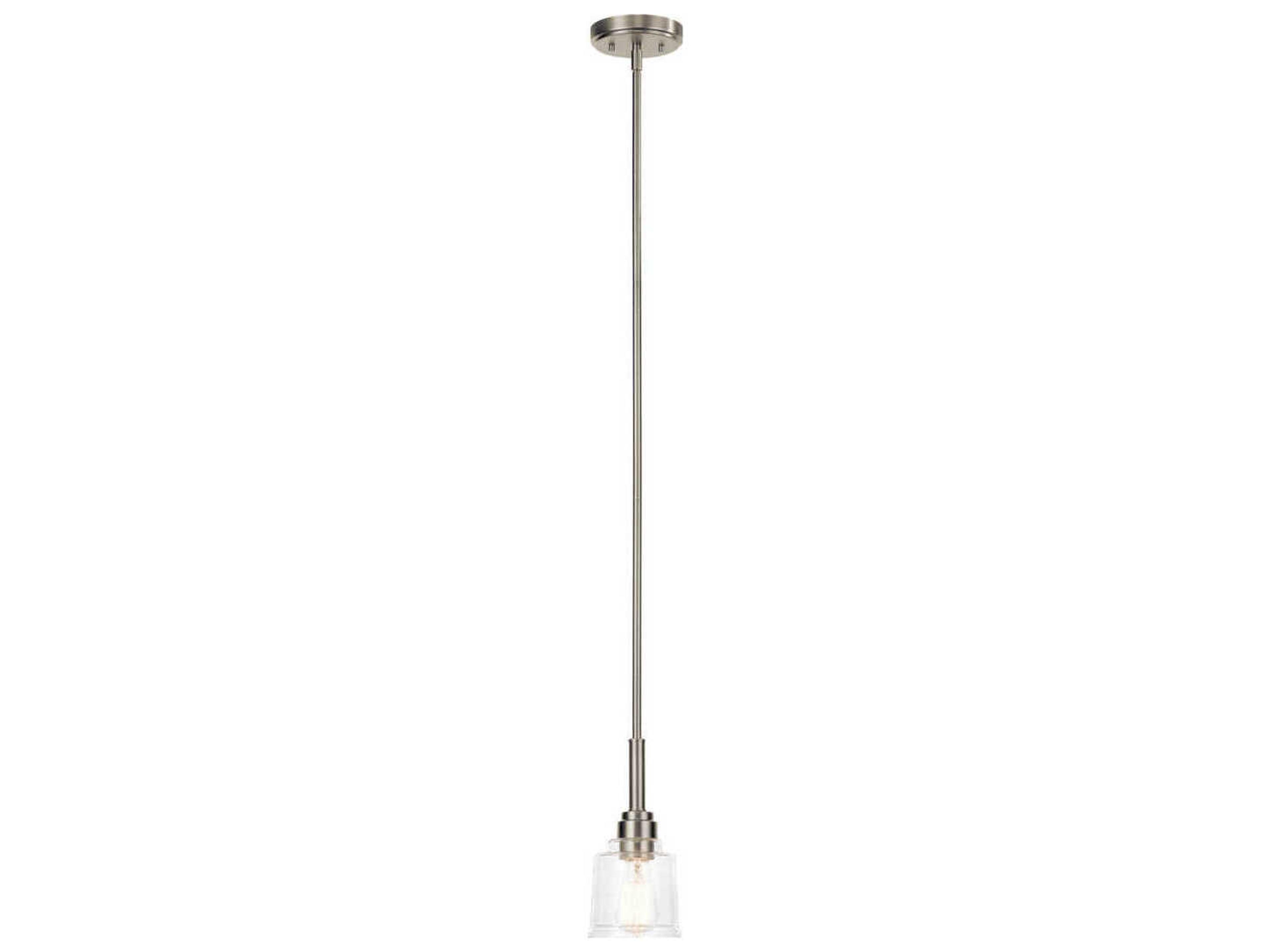 Aivian 1-Light Nickel Textured Glass Bell Mini Pendant
