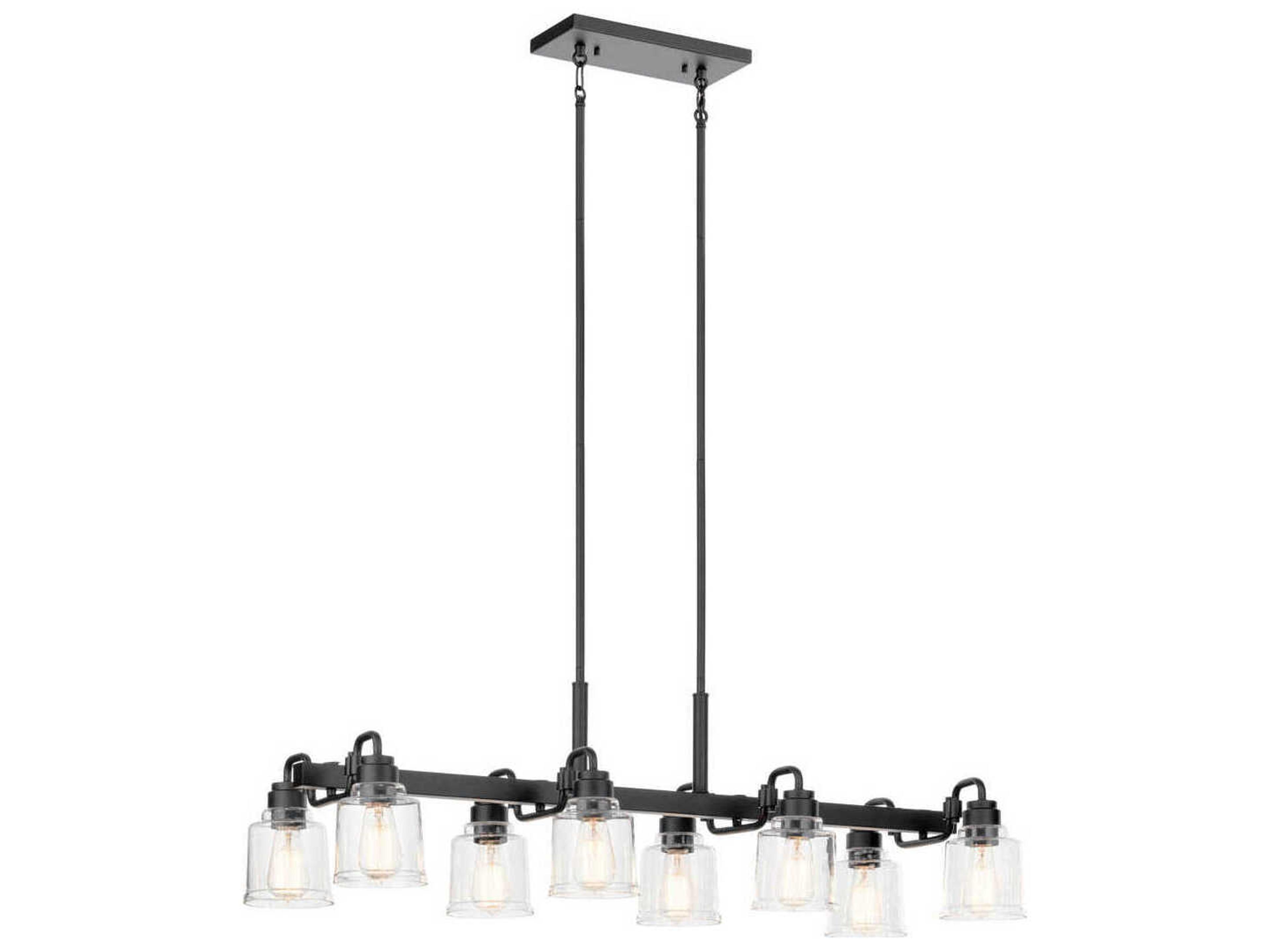 Aivian 8-Light Black Glass Bell Island Pendant