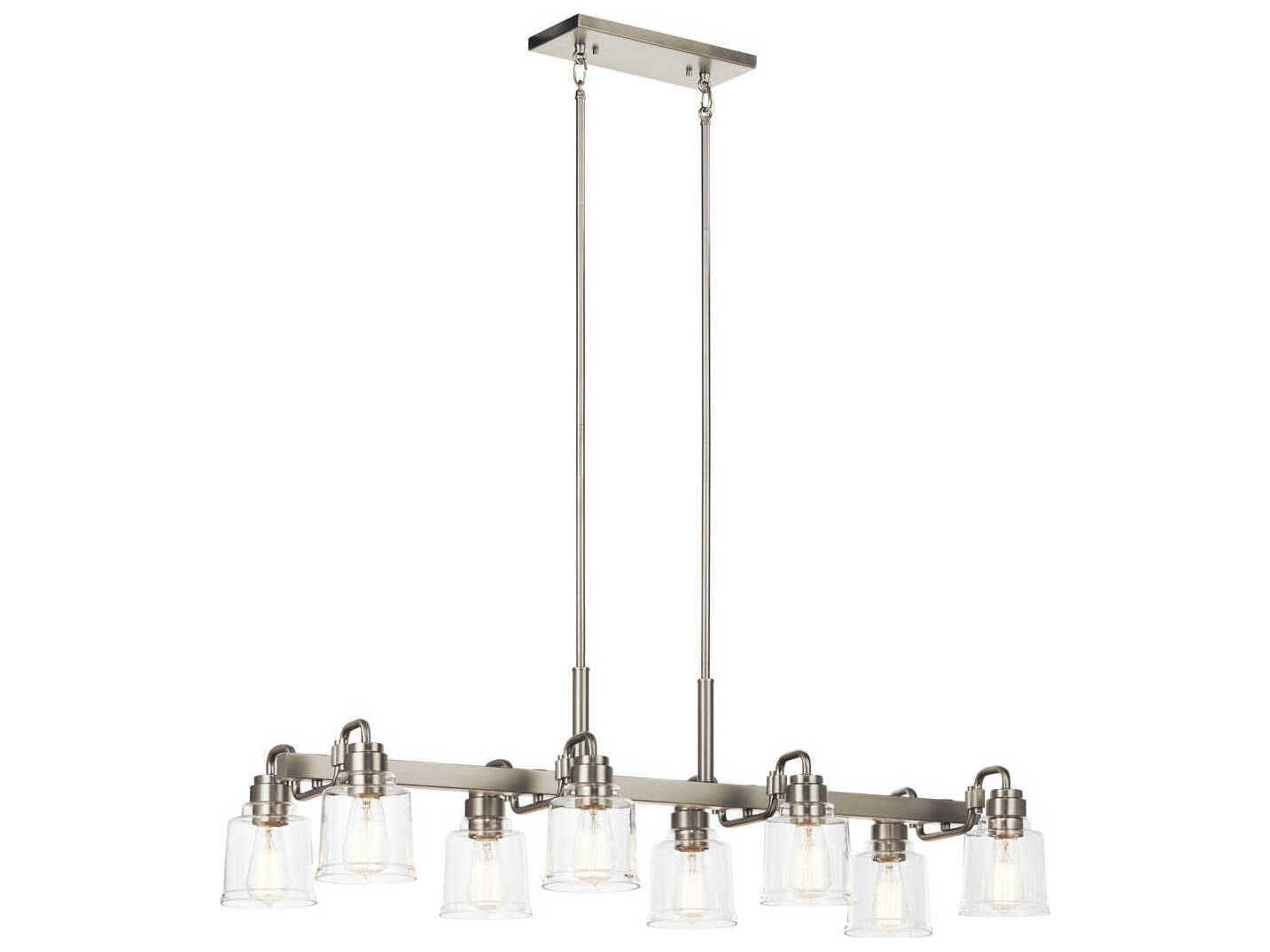 Aivian 8-Light Nickel Textured Glass Bowl Island Pendant