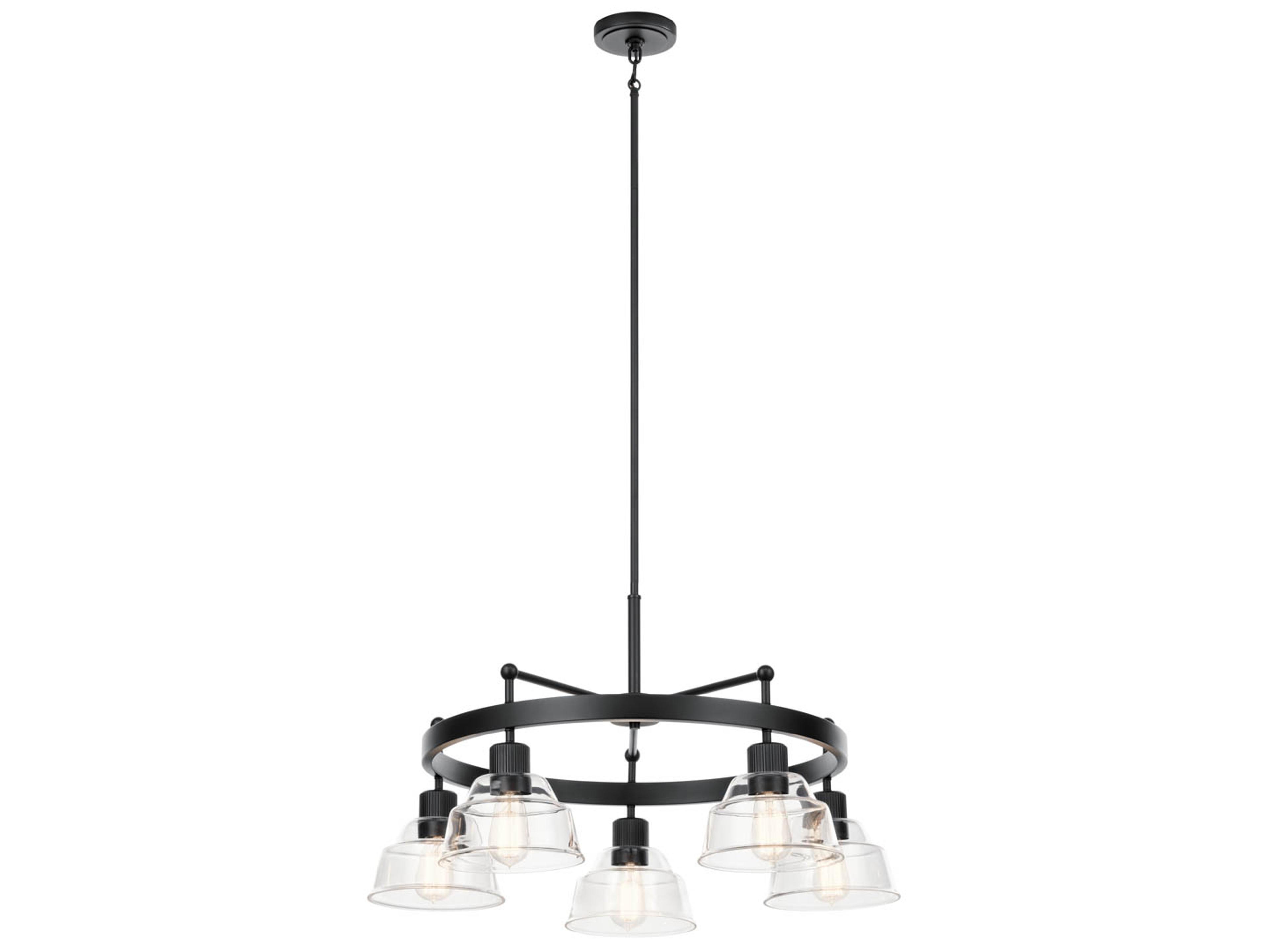 Eastmont 5-Light Black Glass Dome Chandelier