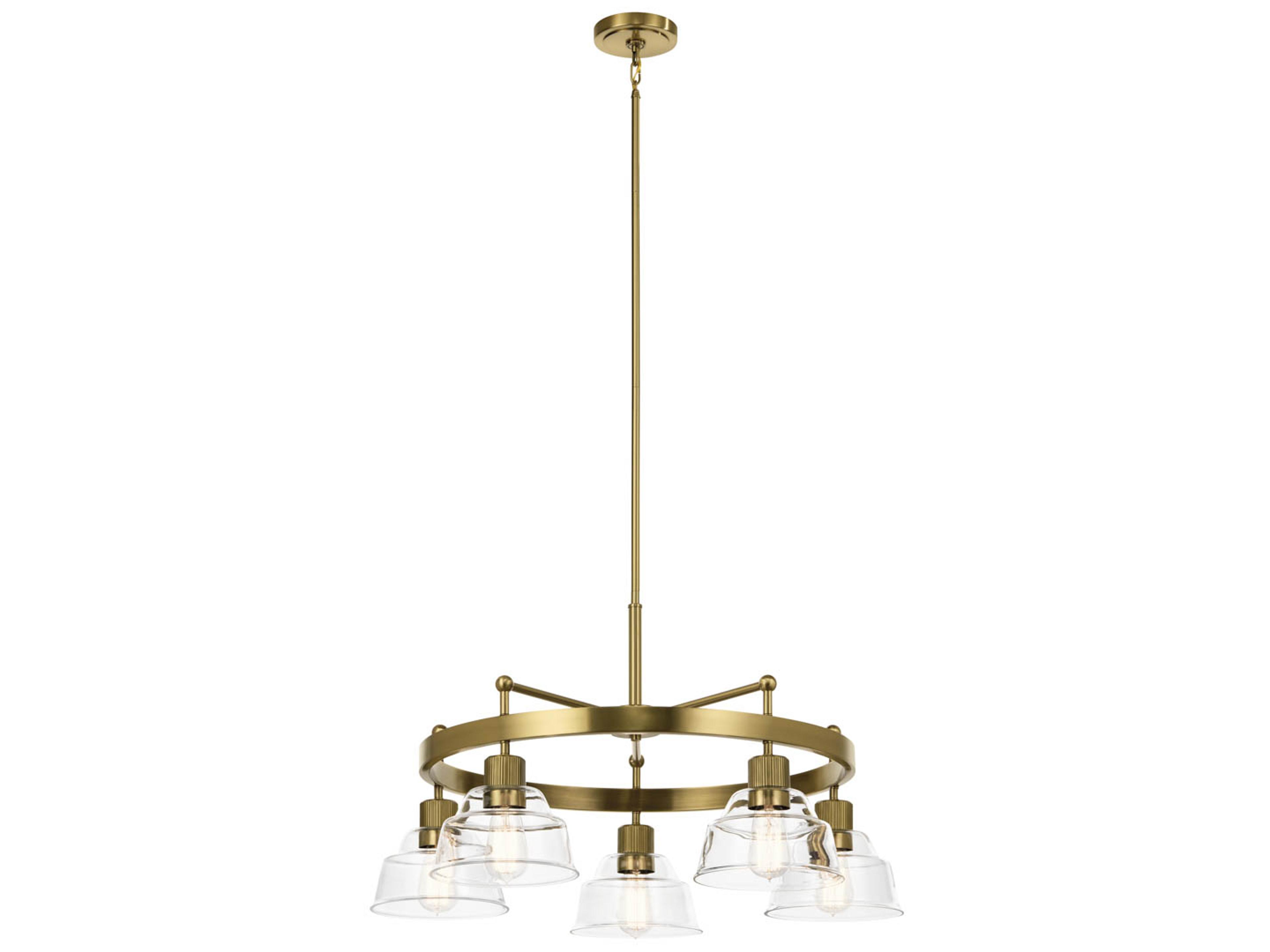 Eastmont 5-Light Brushed Brass Glass Dome Chandelier