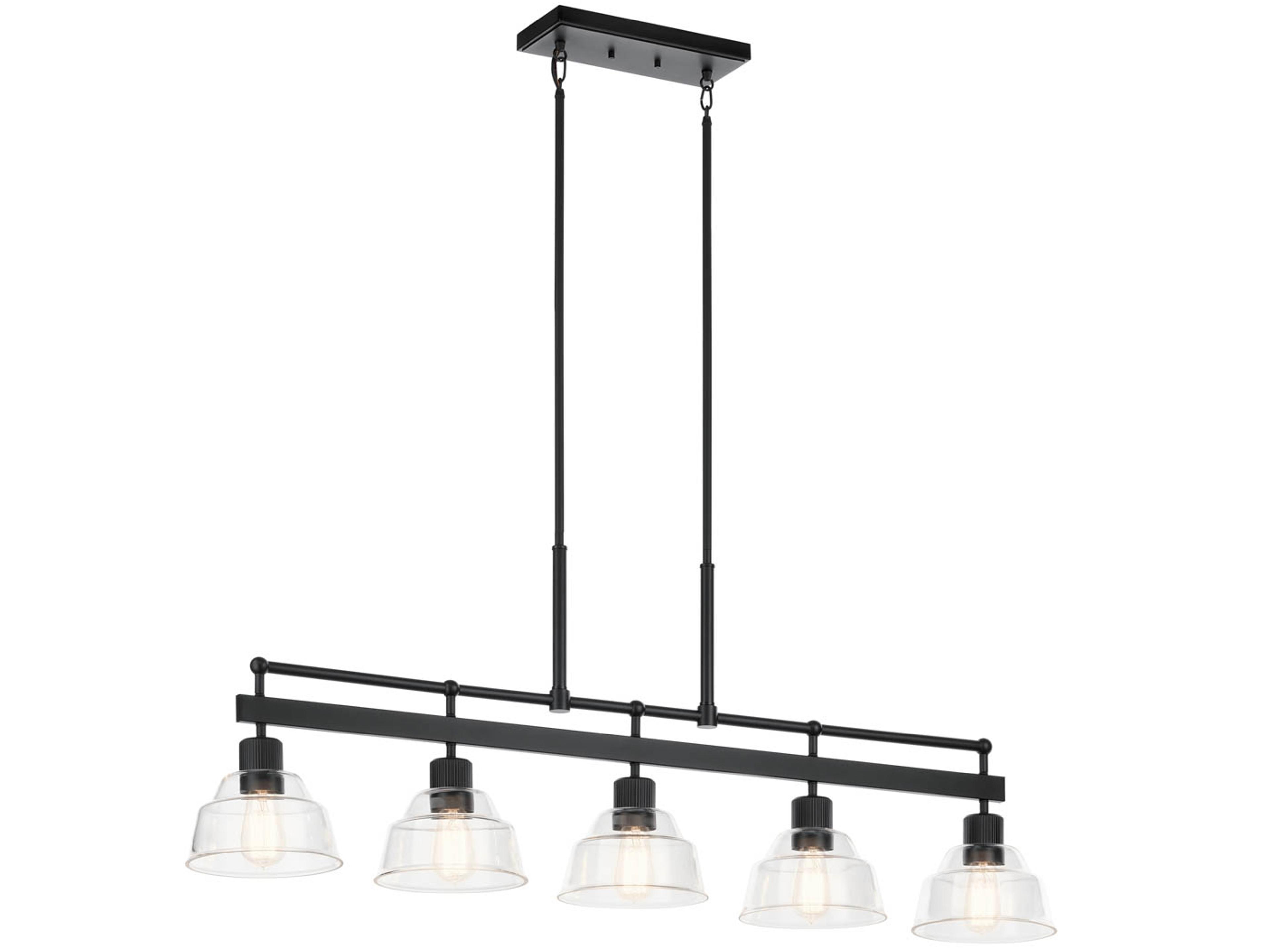 Eastmont 5-Light Black Glass Dome Island Pendant