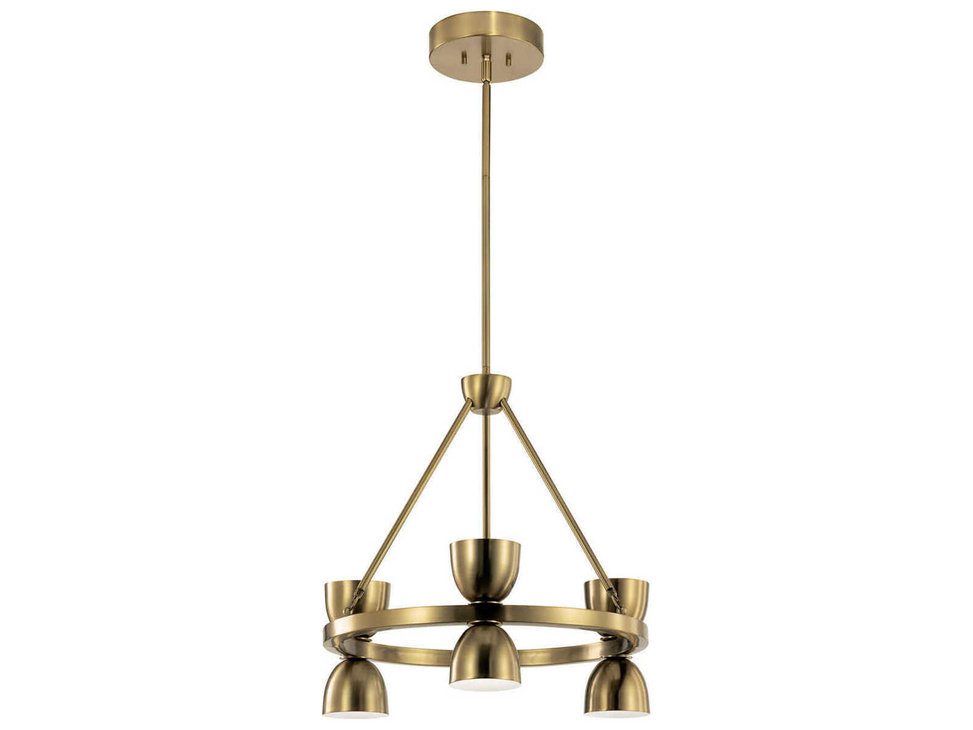 Baland 6-Light Brushed Natural Brass LED Geometric Round Chandelier