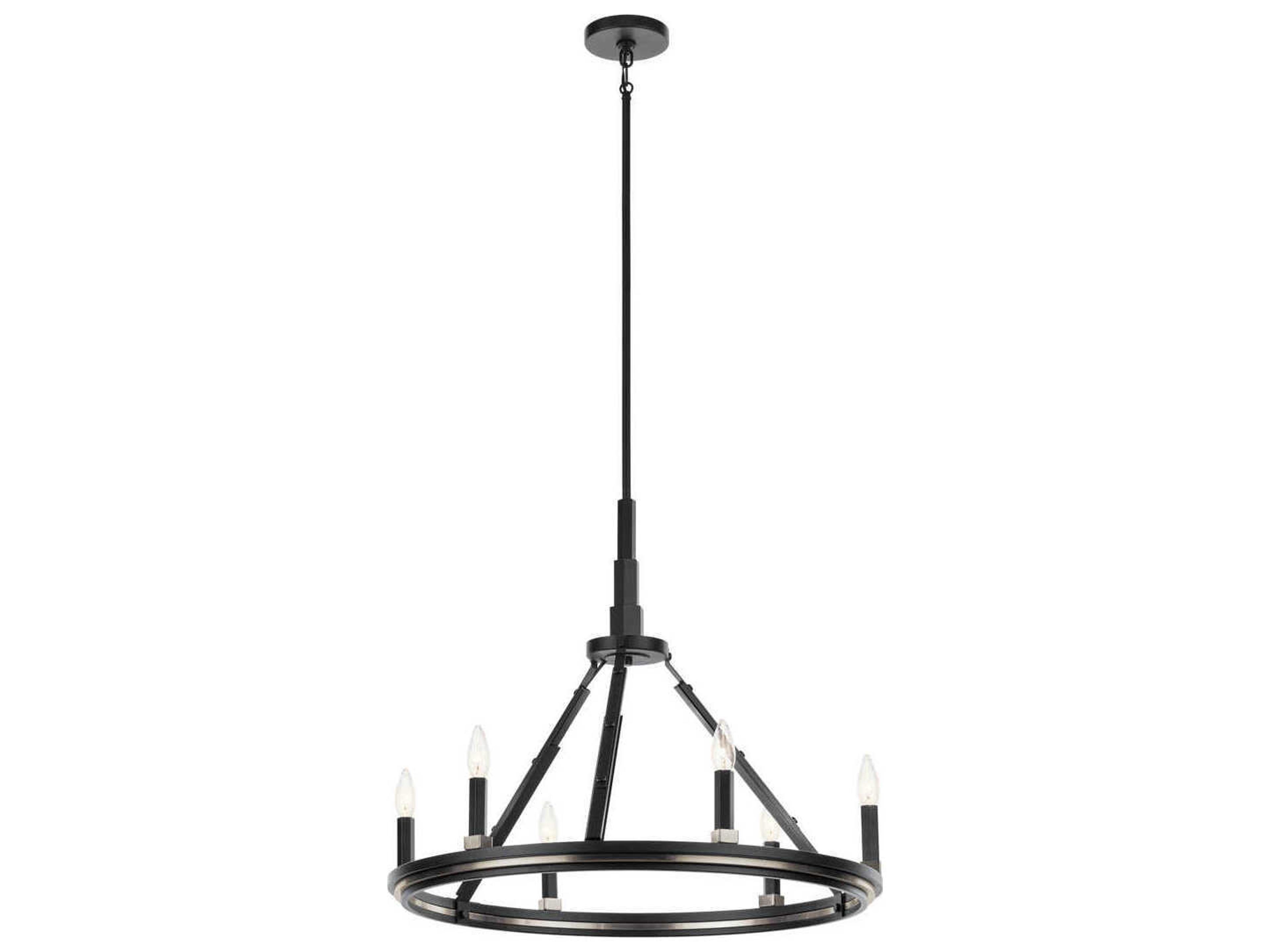 Emmala 6-Light Black Candelabra Round Chandelier