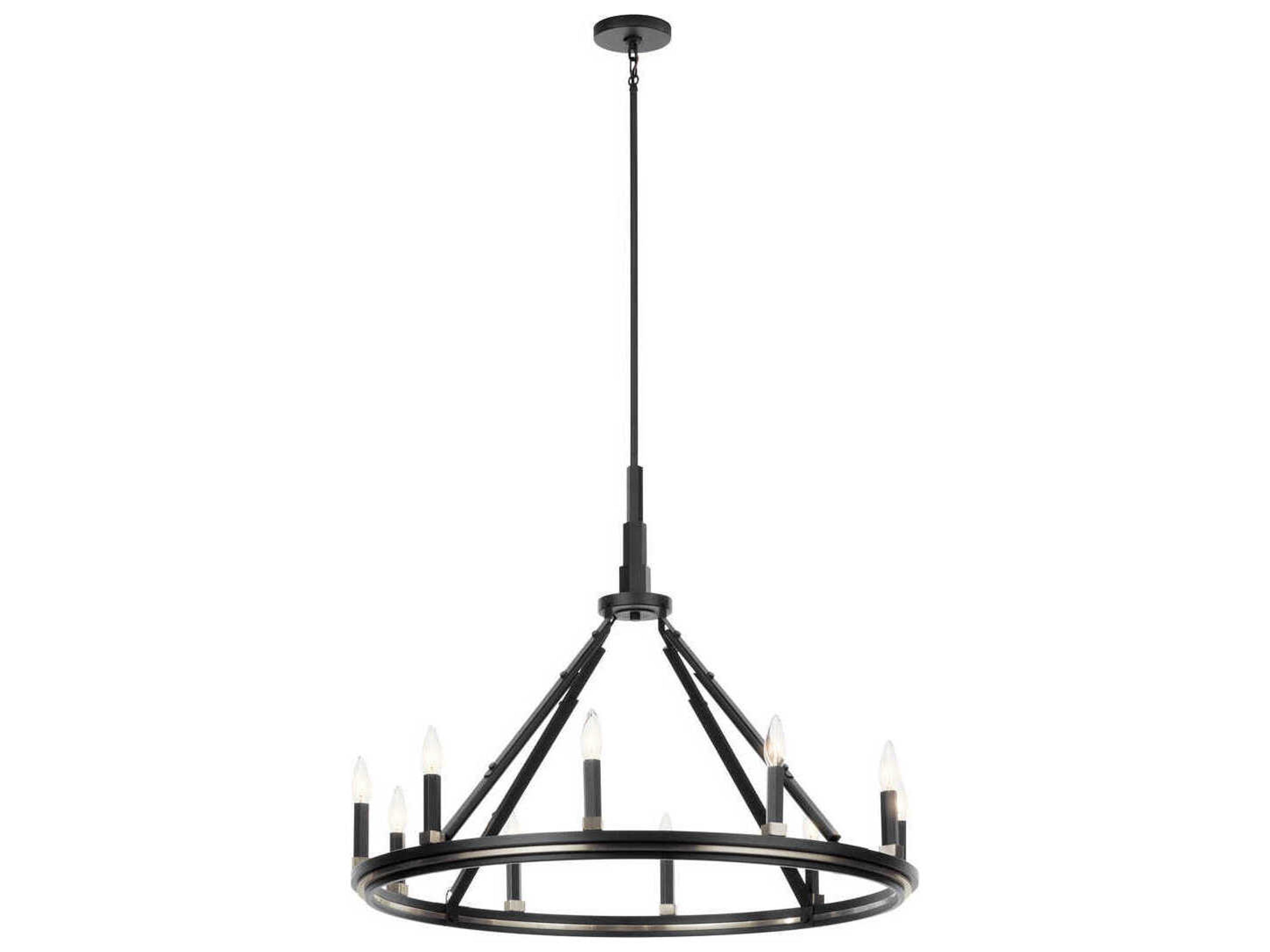 Emmala 10-Light Black Candelabra Round Chandelier
