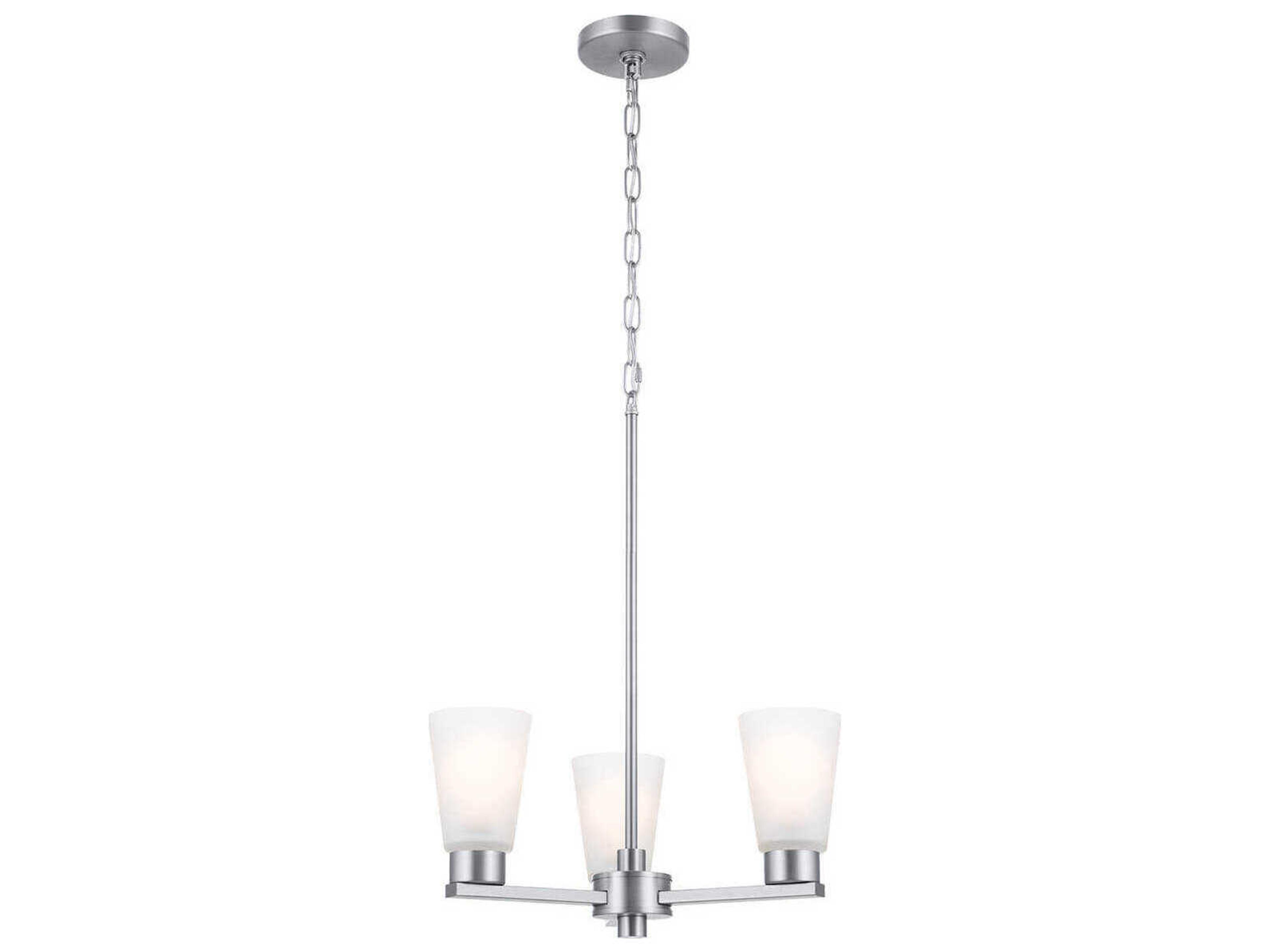 Stamos 3-Light Brushed Nickel Glass Empire Chandelier