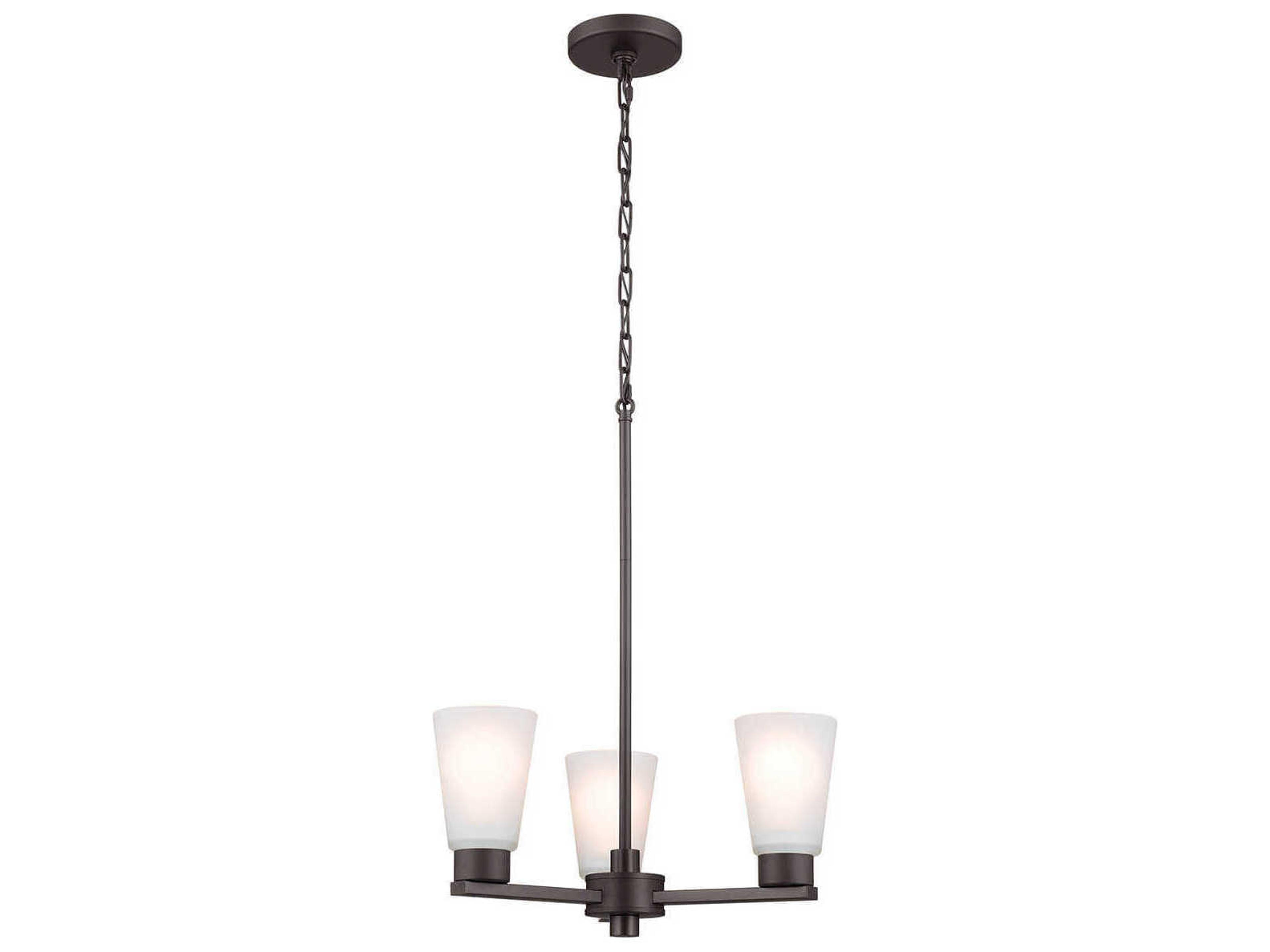 Stamos 3-Light Olde Bronze Glass Empire Chandelier