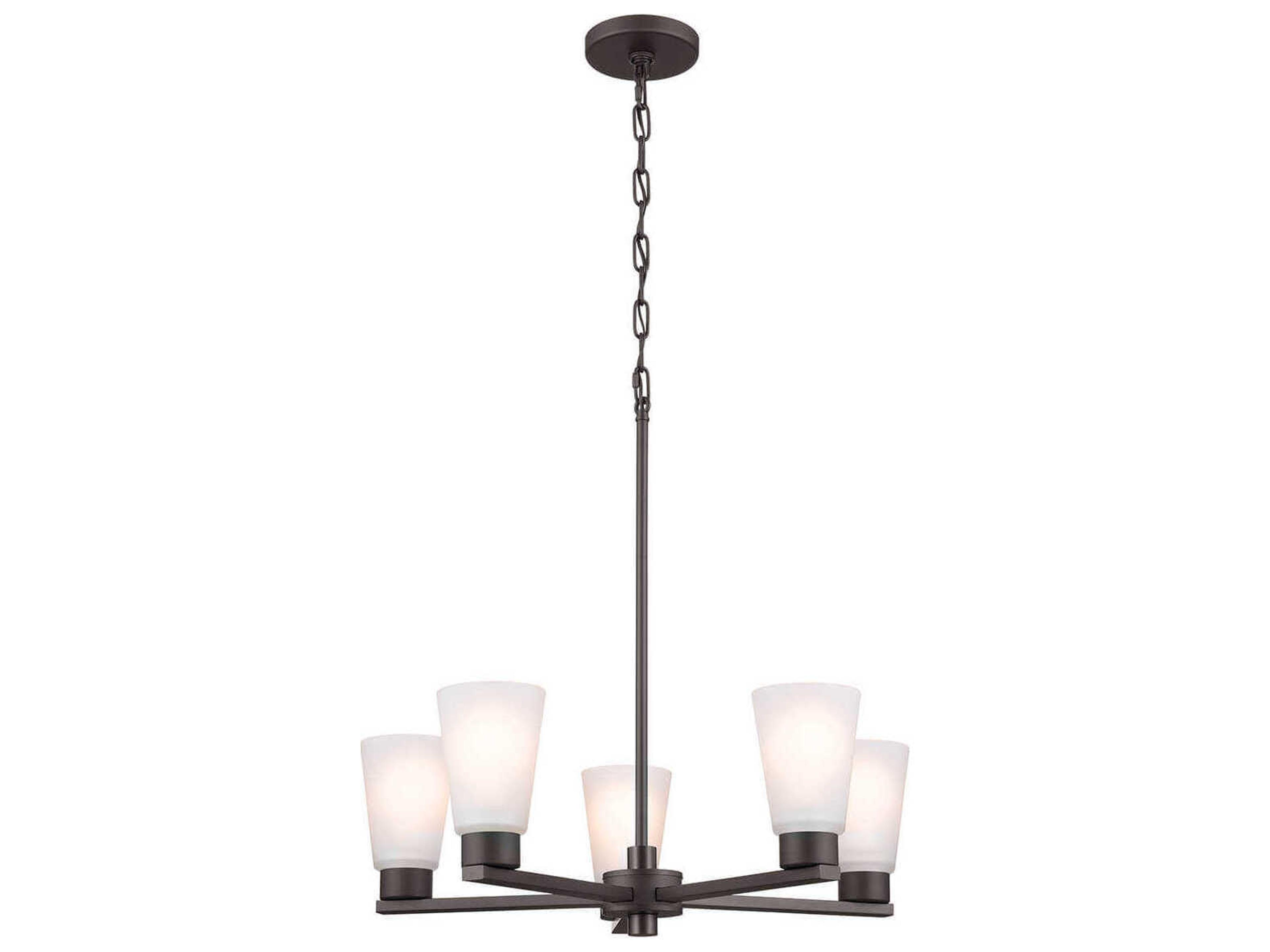 Stamos 5-Light Olde Bronze Glass Empire Chandelier