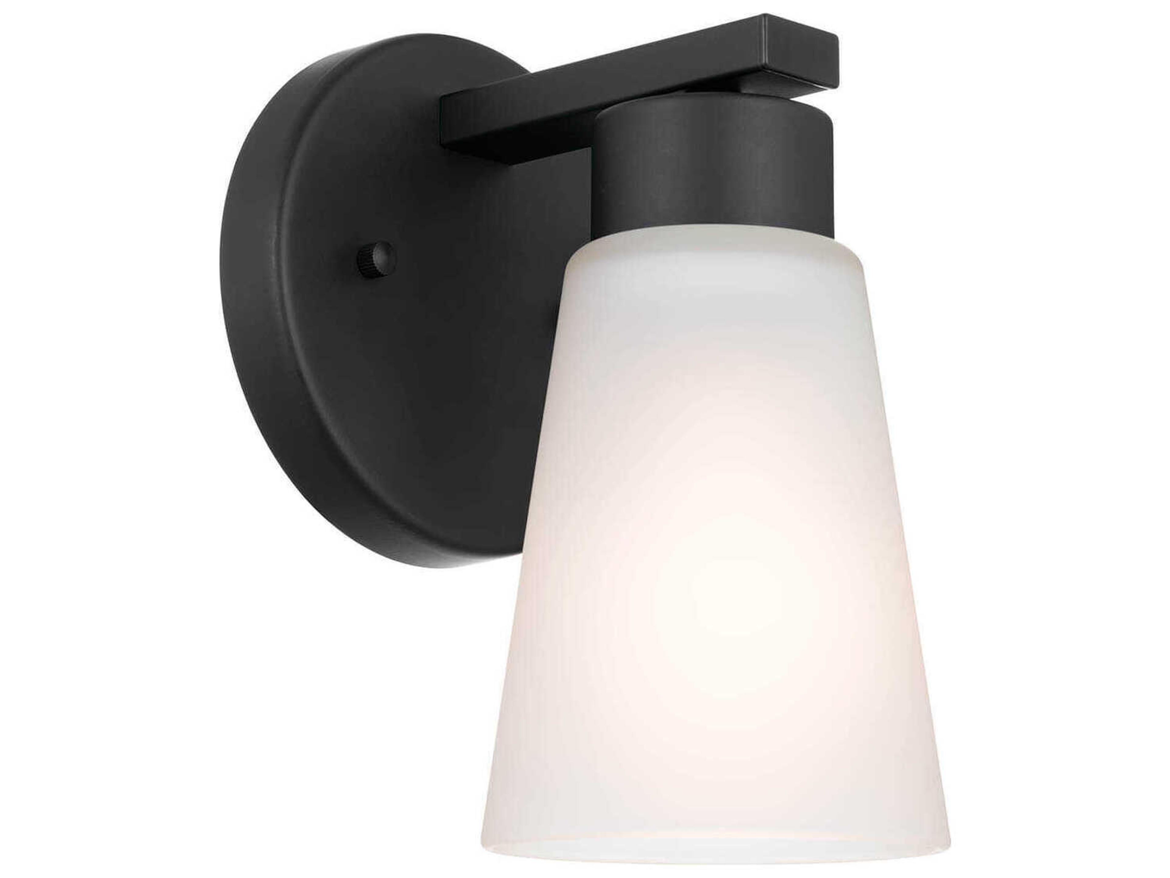 Stamos 1-Light Black Glass Wall Sconce