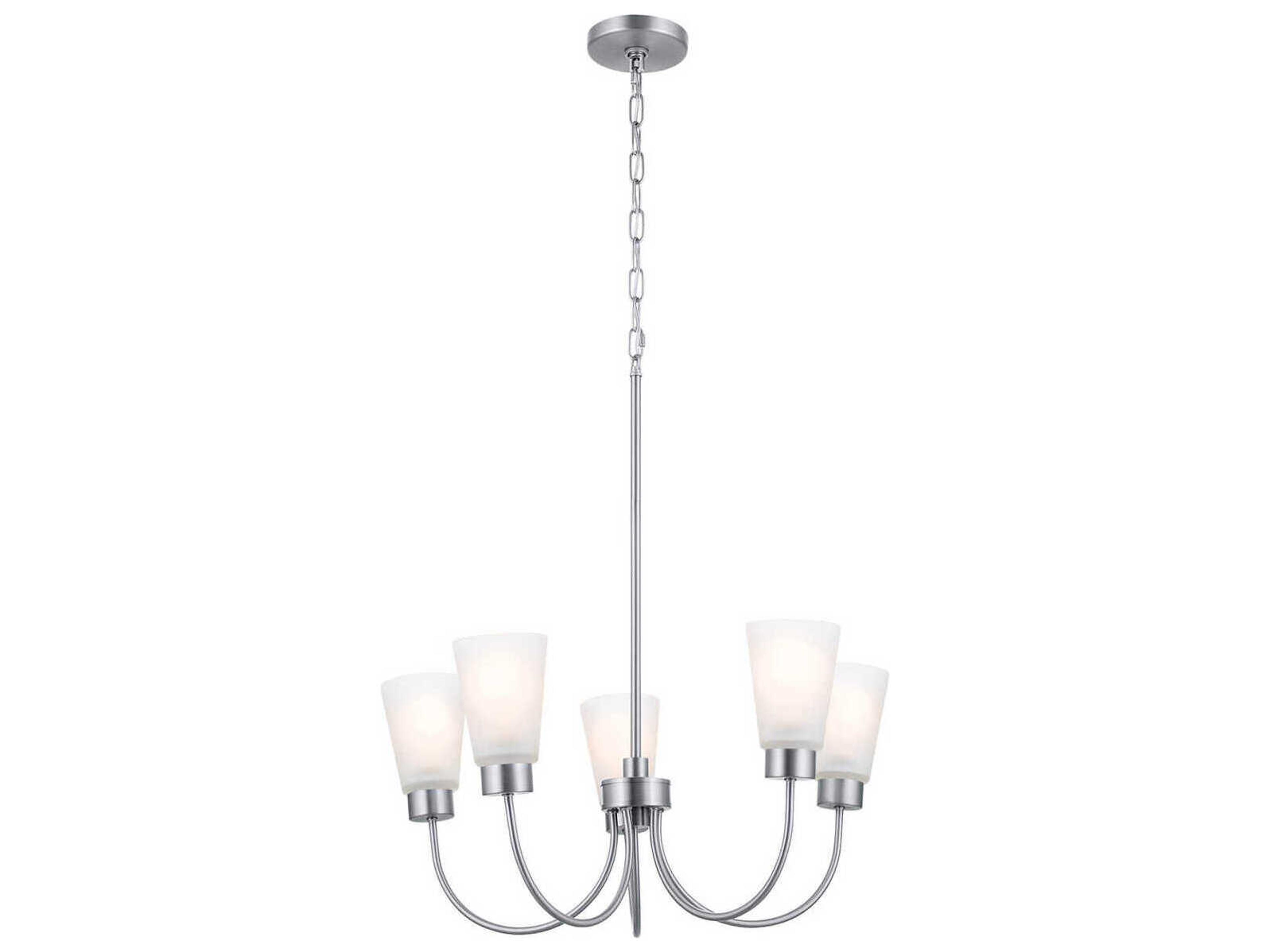 Erma 5-Light Brushed Nickel Glass Empire Chandelier