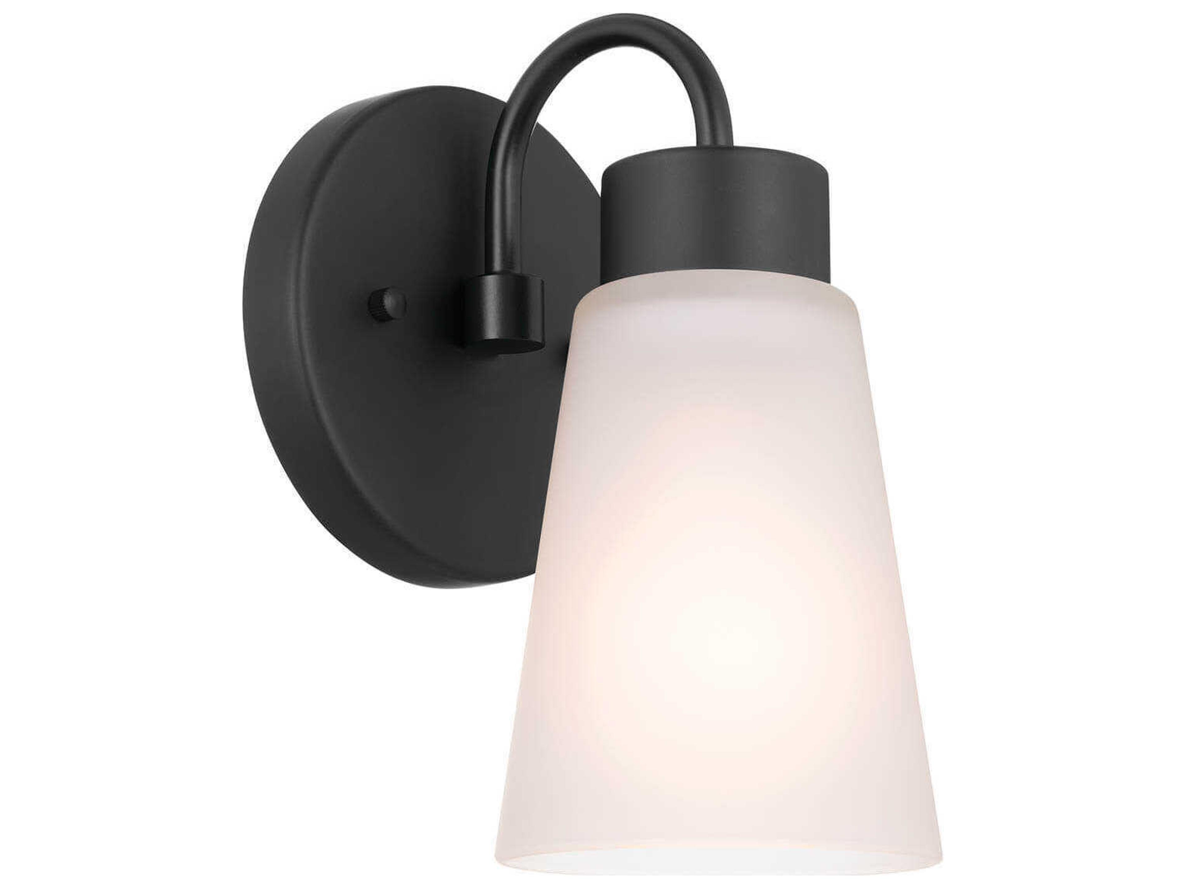 Erma 1-Light Black Glass Wall Sconce