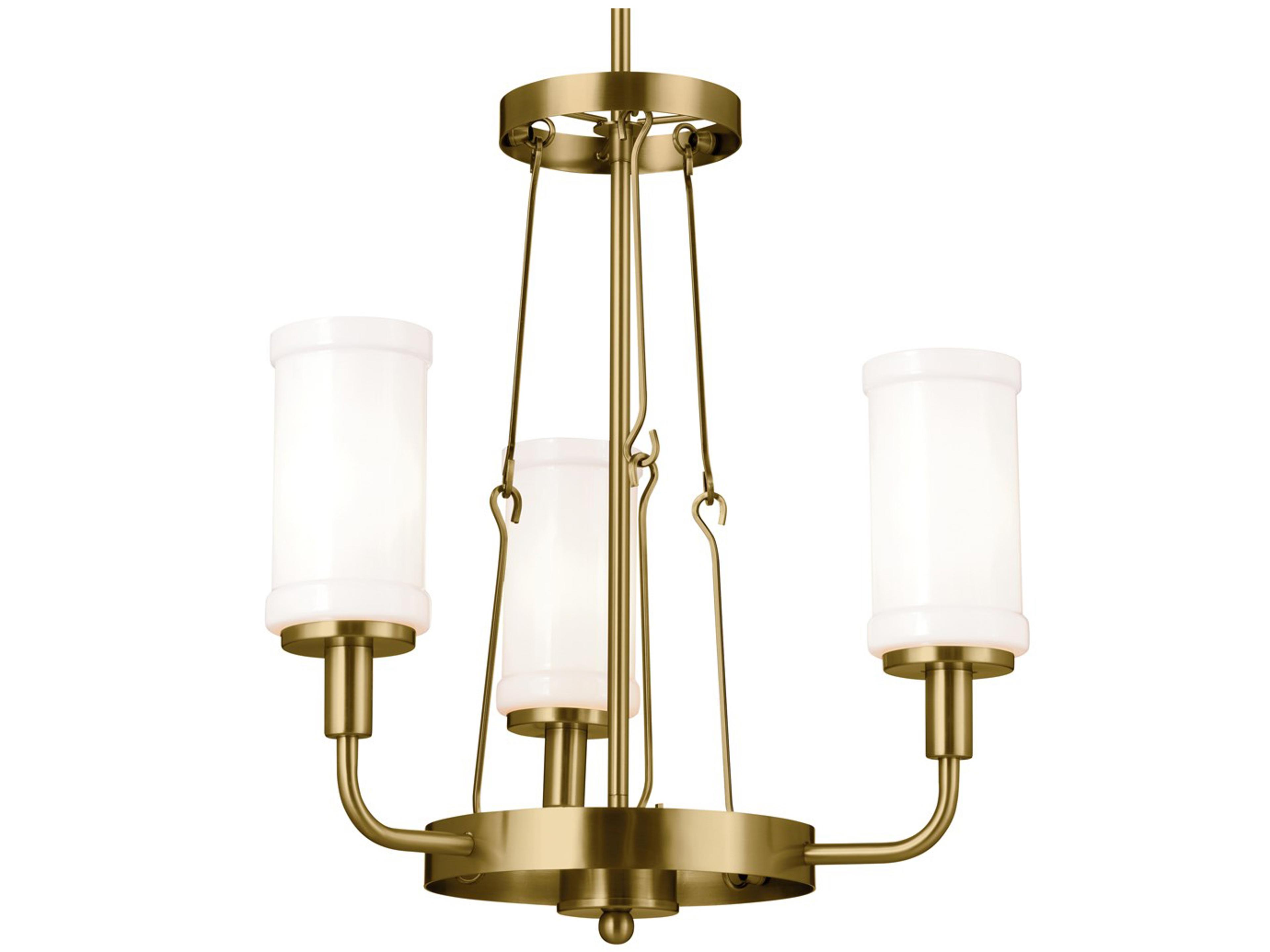 Vetivene 3-Light Natural Brass Glass Cylinder Chandelier