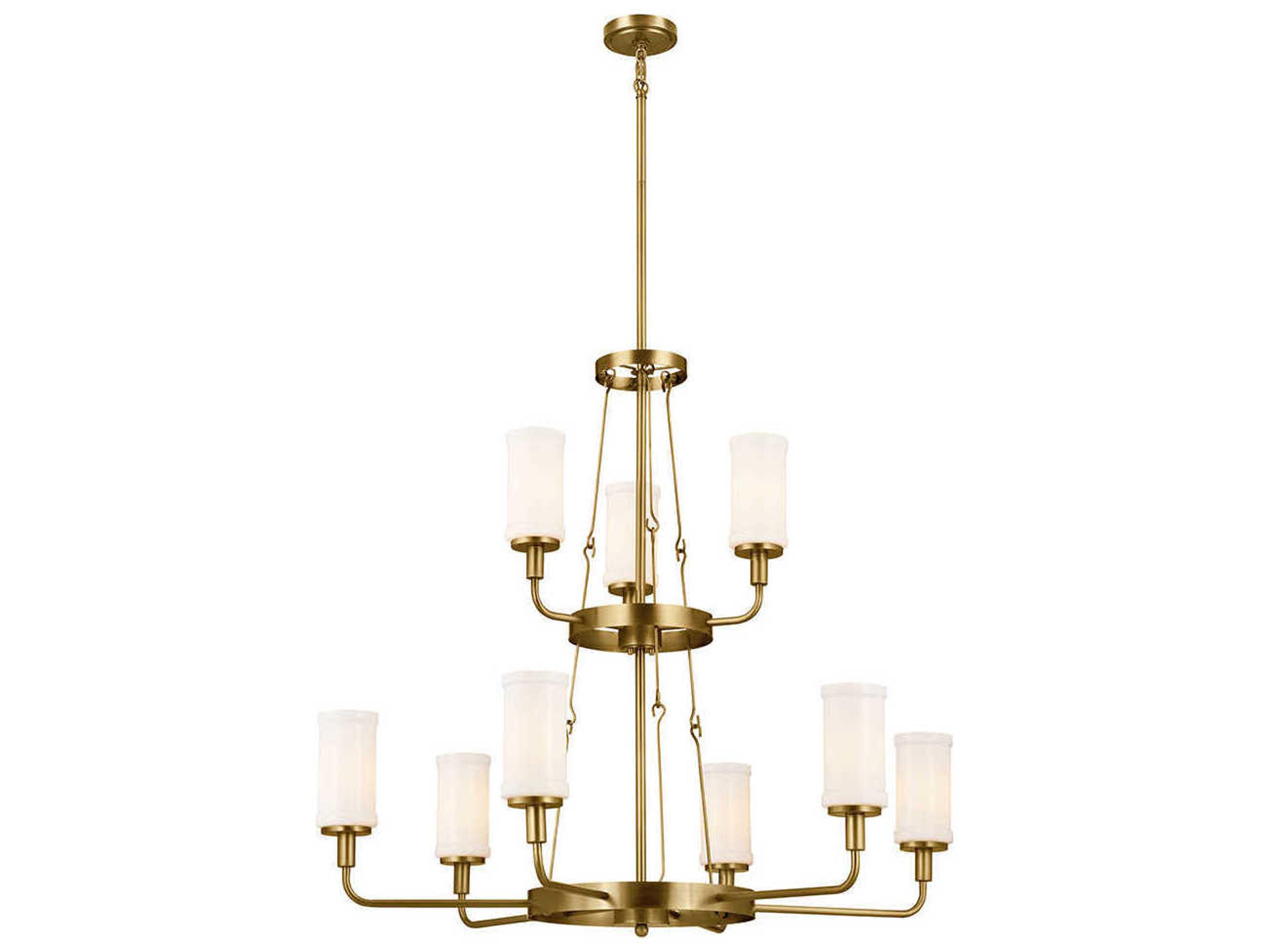 Vetivene 9-Light Natural Brass Glass Cylinder Chandelier