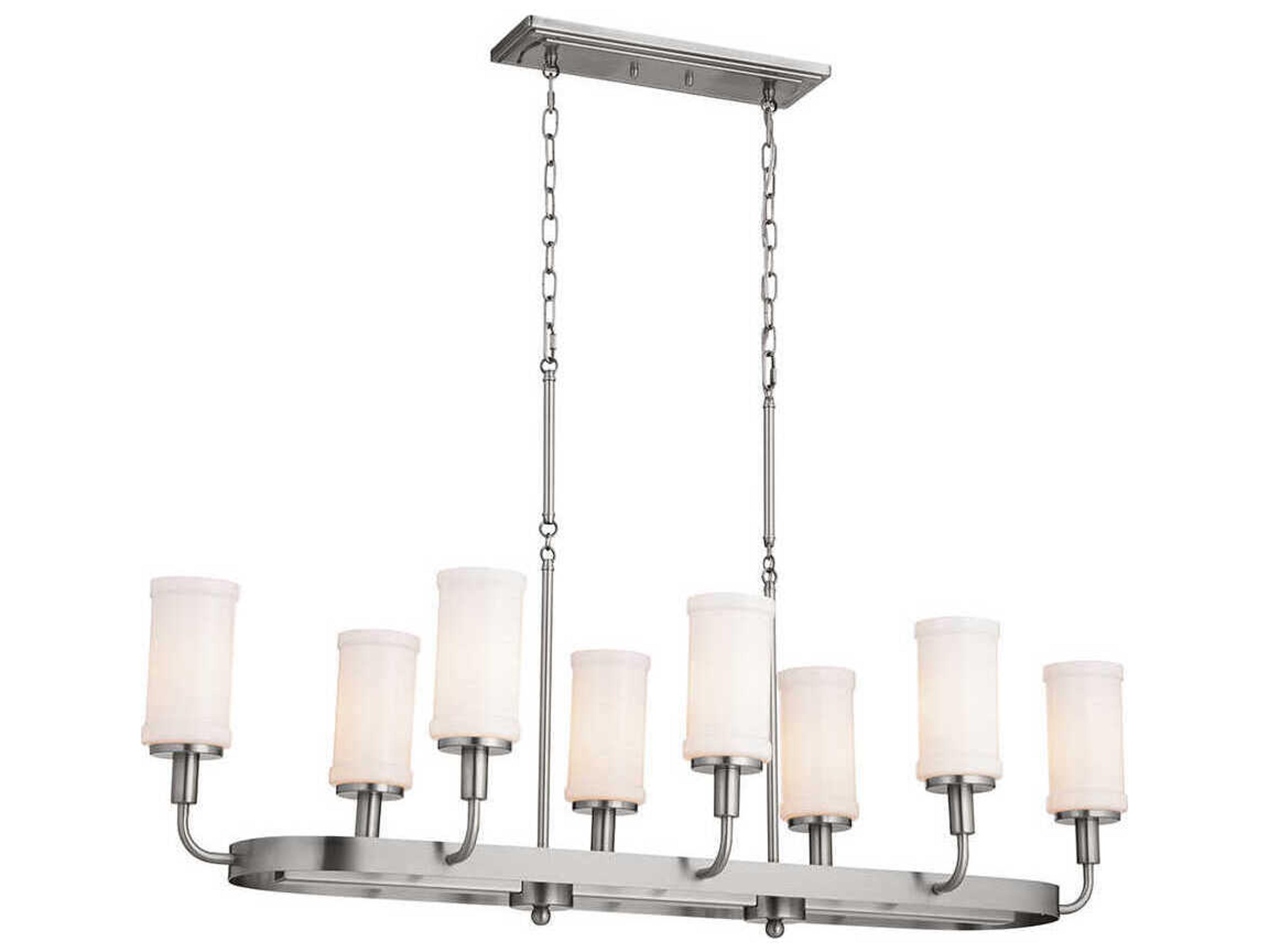Vetivene 8-Light Classic Pewter Glass Cylinder Island Pendant