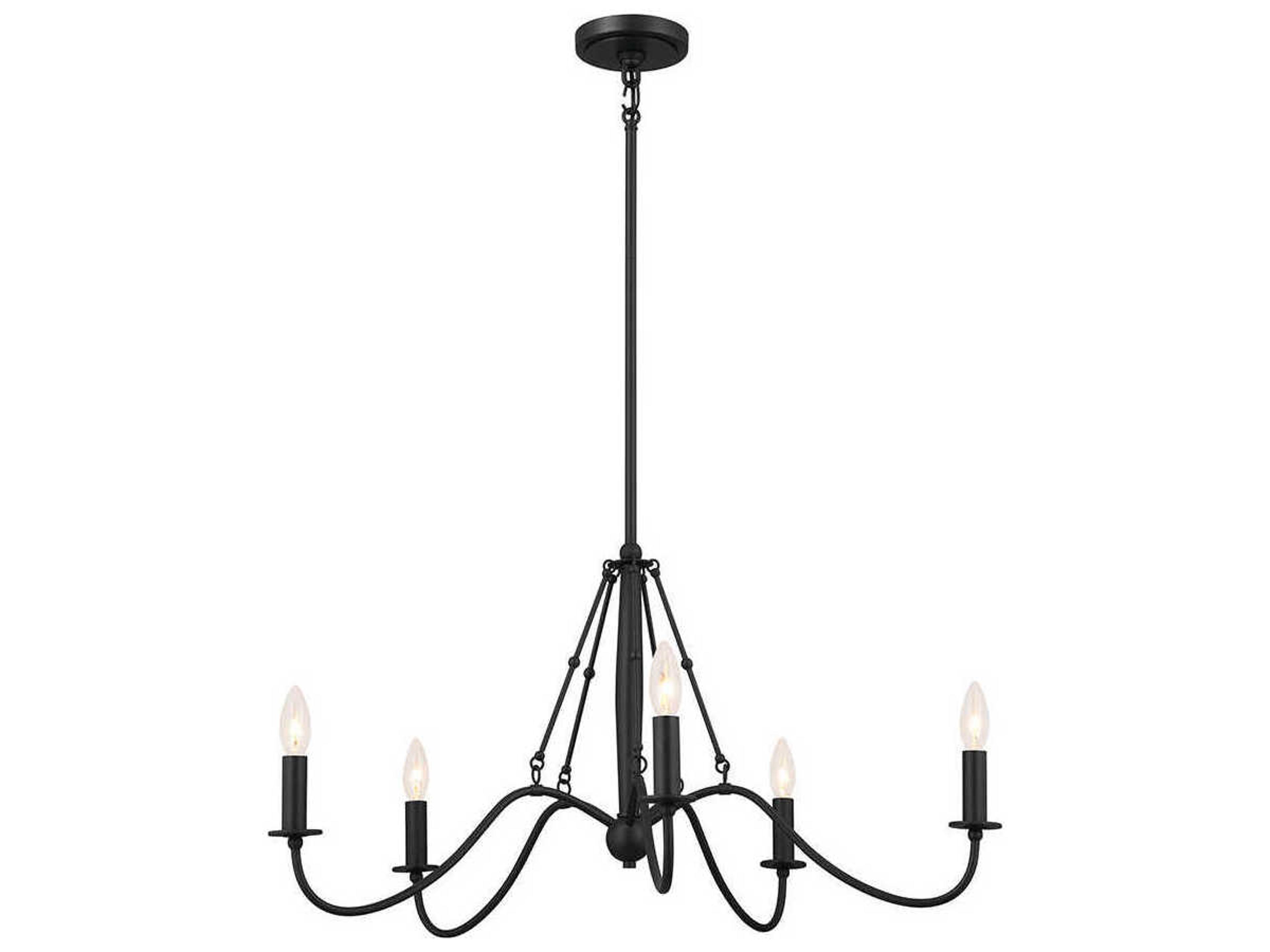 Freesia 5-Light Textured Black Candelabra Chandelier