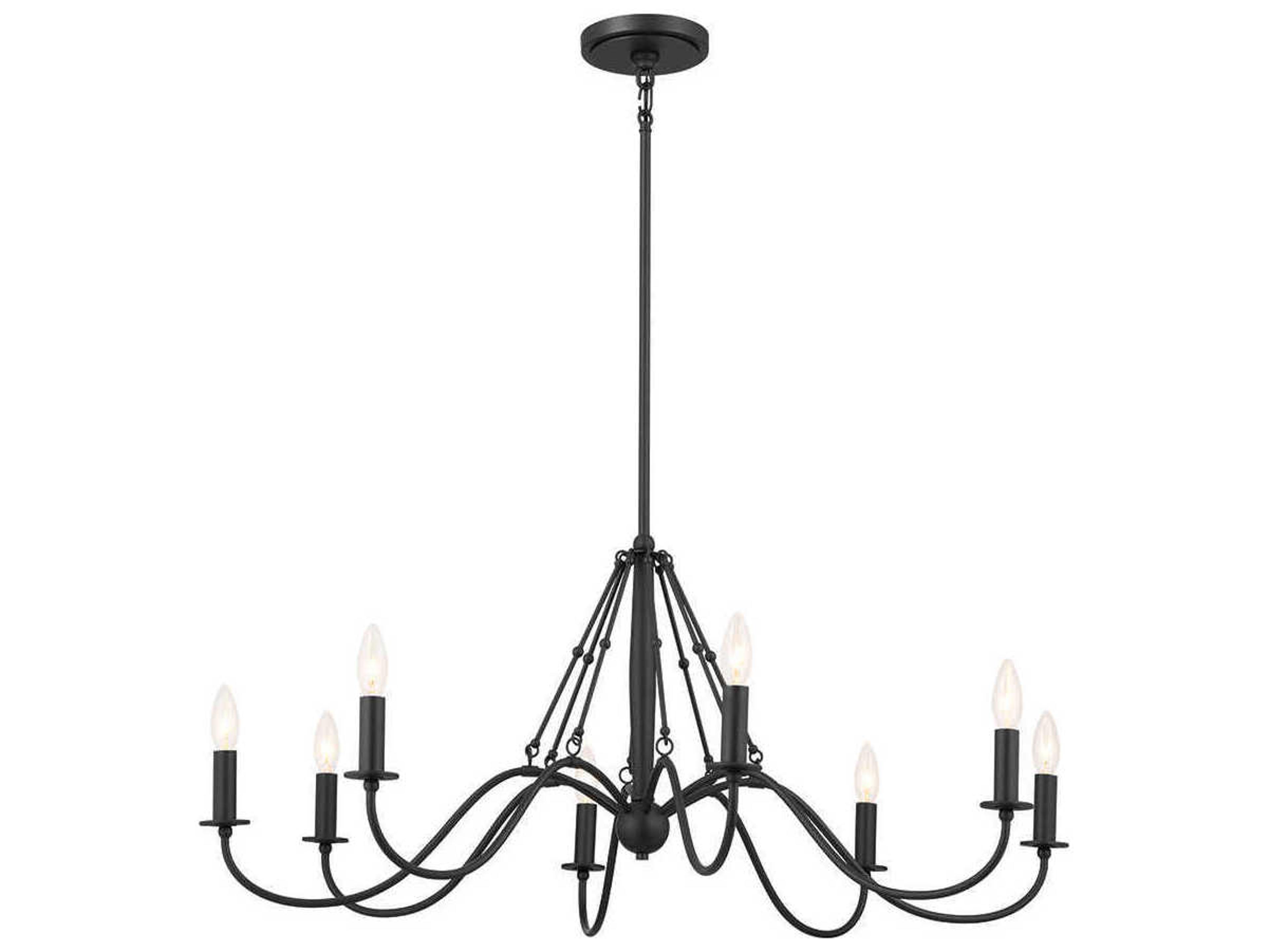 Freesia 8-Light Textured Black Candelabra Chandelier