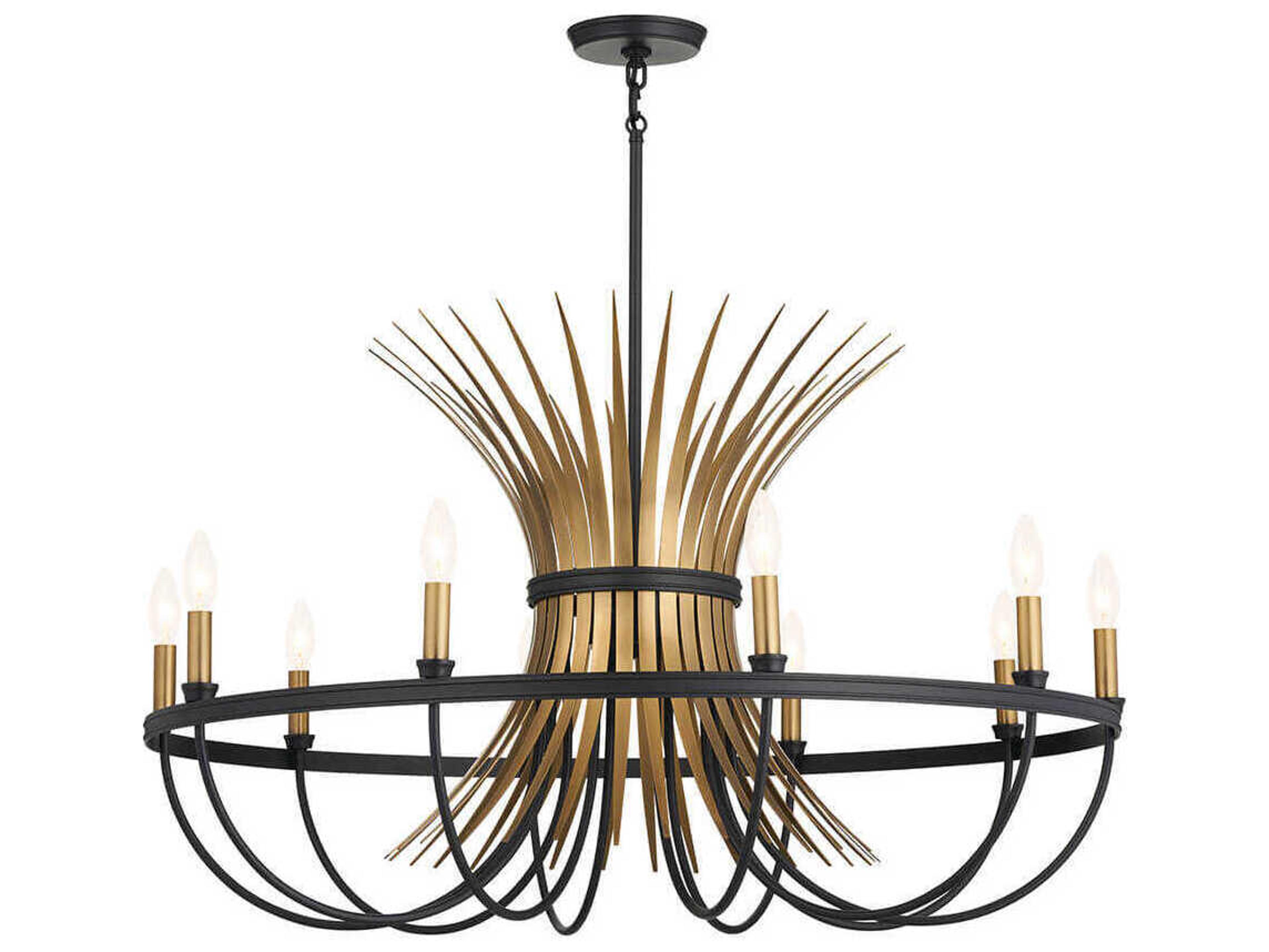 Baile 10-Light Black Brass Candelabra Chandelier