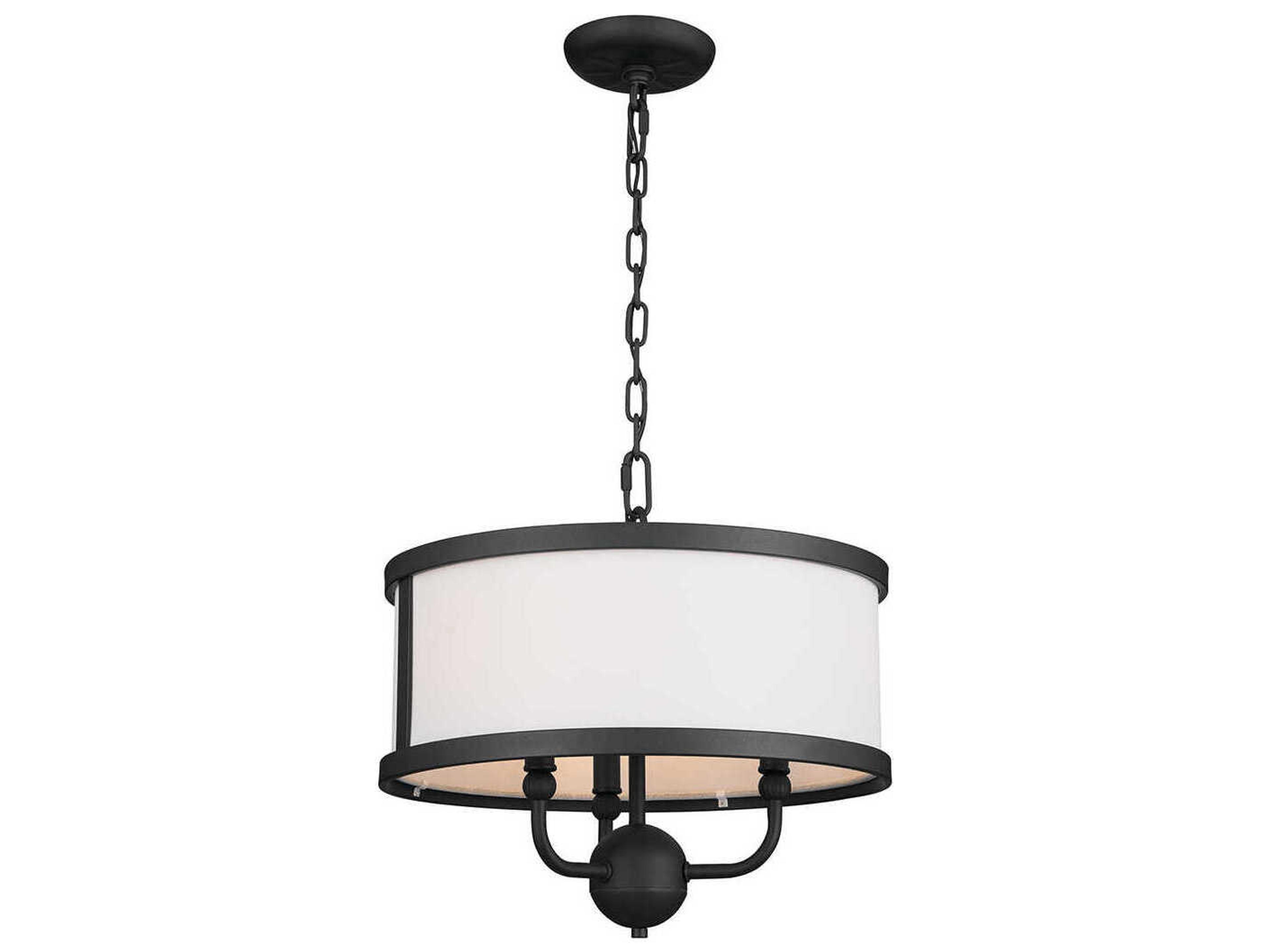 Heddle 3-Light Textured Black White Drum Chandelier