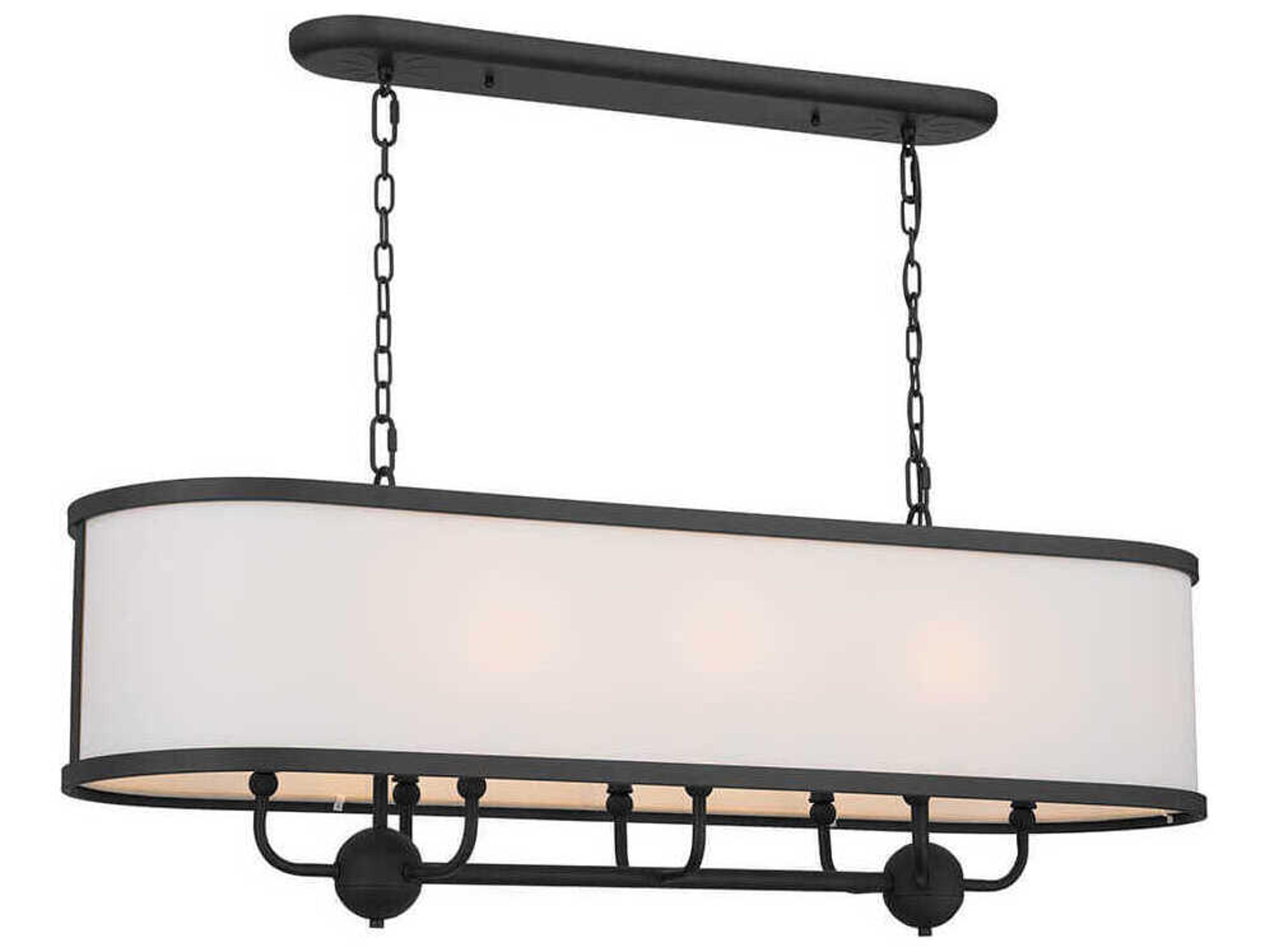 Heddle 8-Light Textured Black White Cylinder Island Pendant