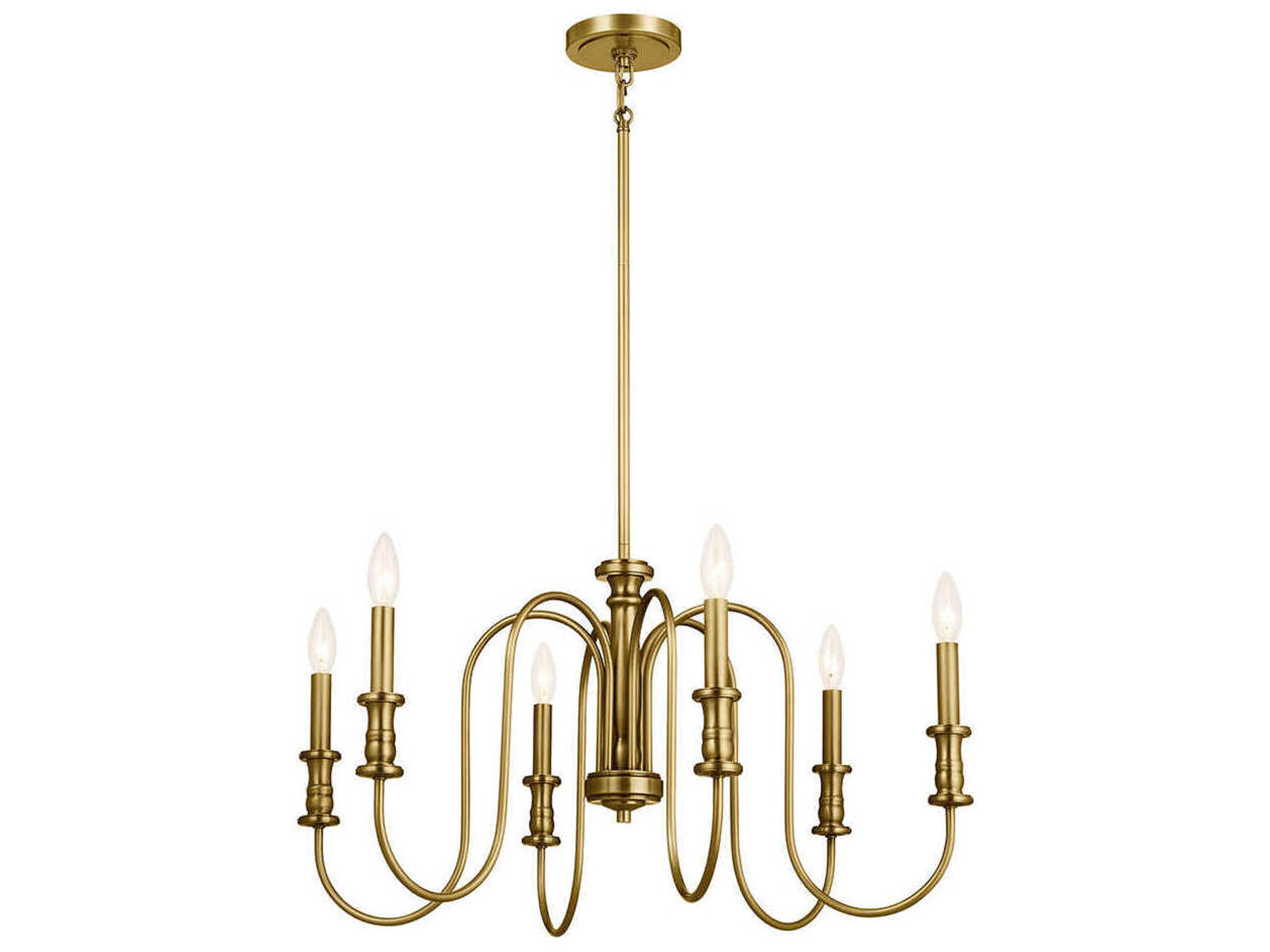 Kichler Karthe 6-Light Natural Brass Bronze Candelabra Chandelier