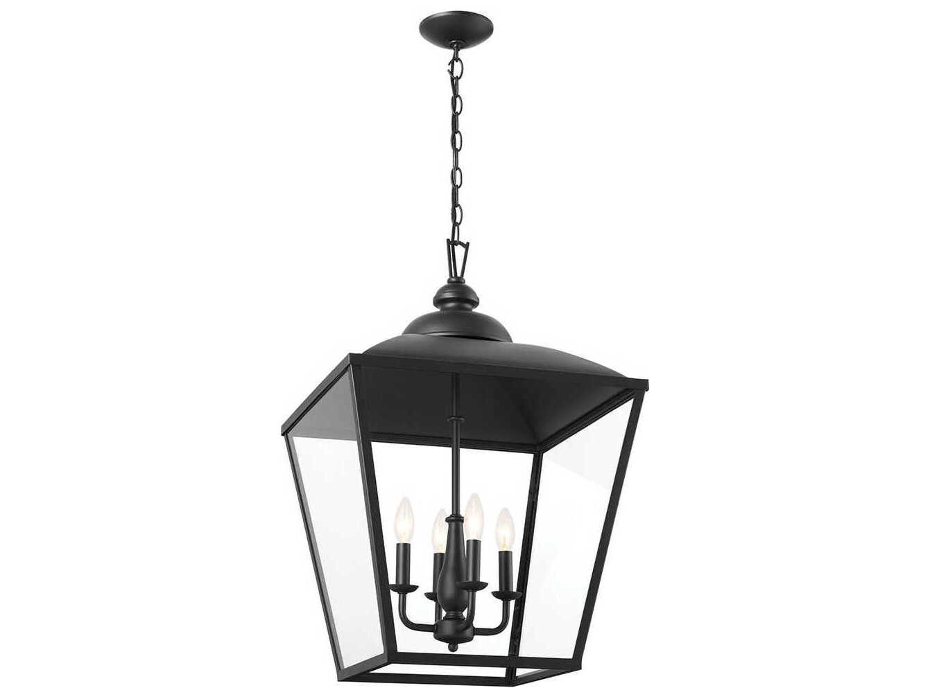 Dame 4-Light Textured Black Glass Lantern Pendant