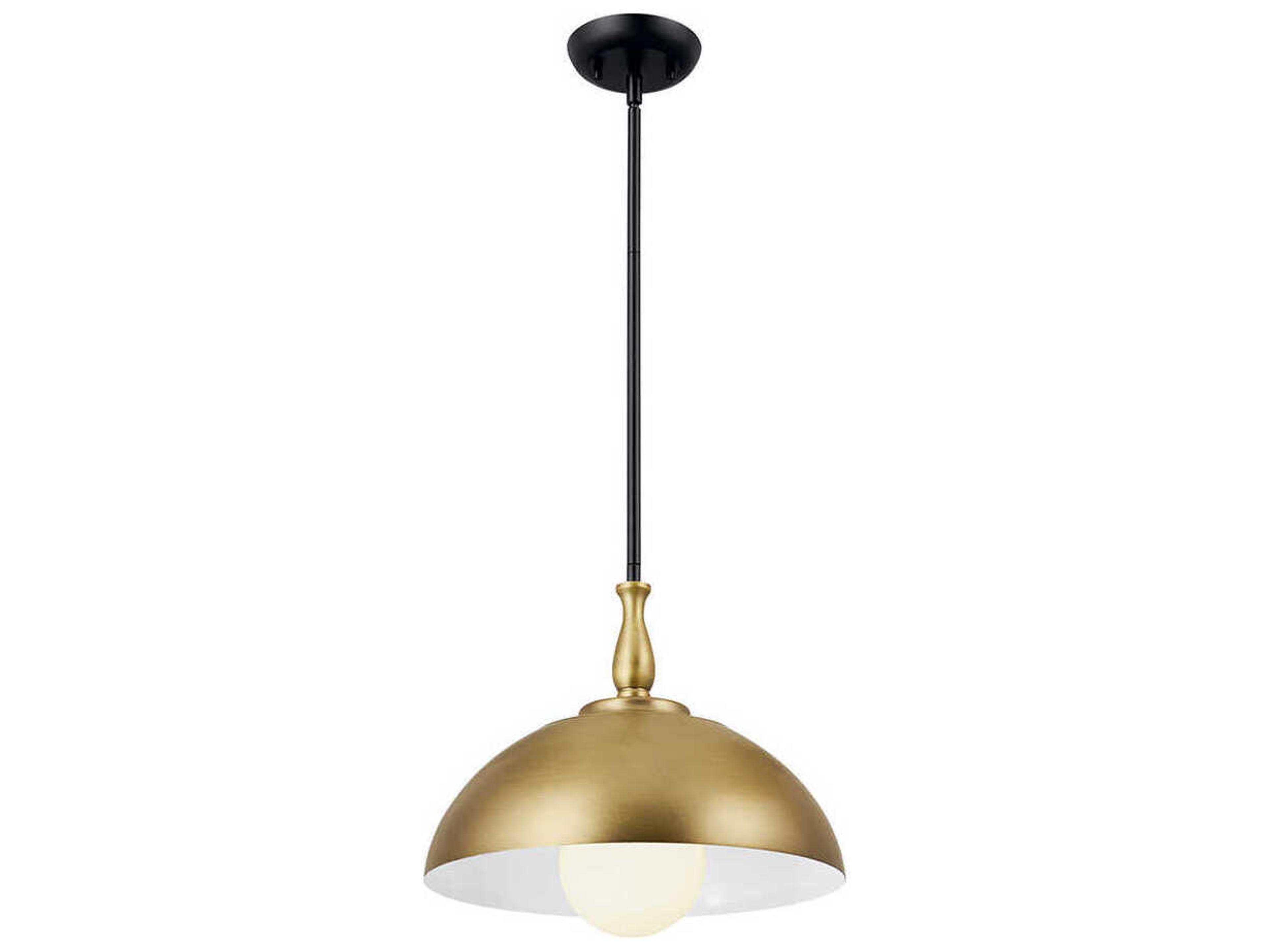 Fira 1-Light Natural Brass Black Dome Pendant