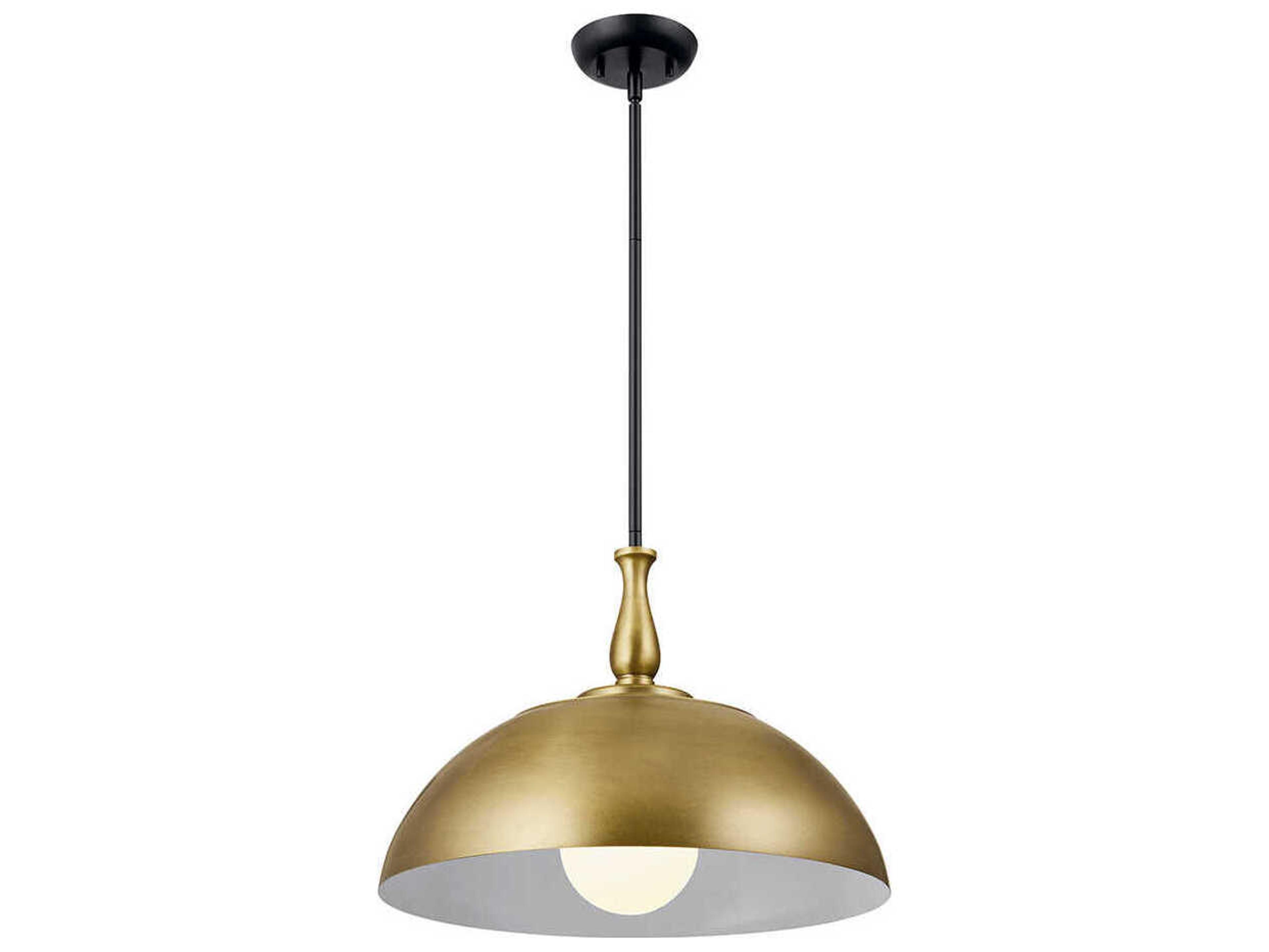 Fira 1-Light Natural Brass Black Dome Pendant