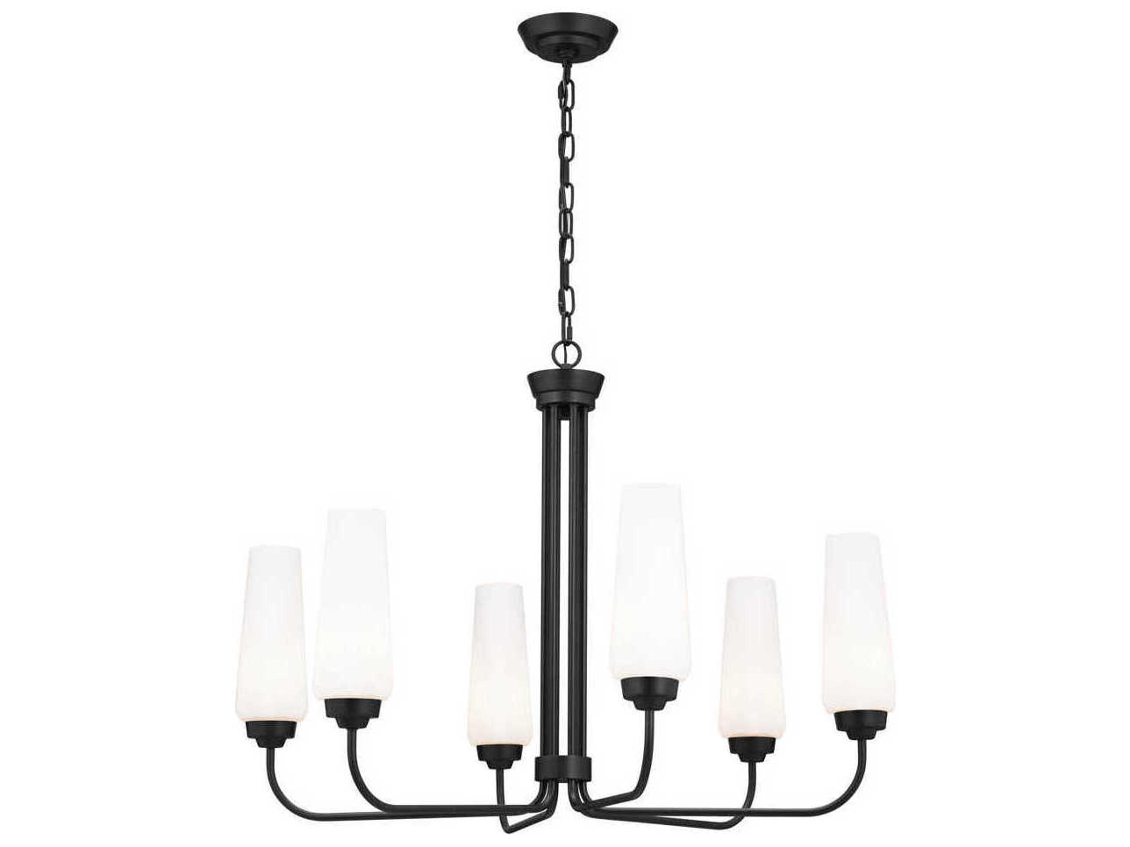 Truby 6-Light Black Glass Chandelier