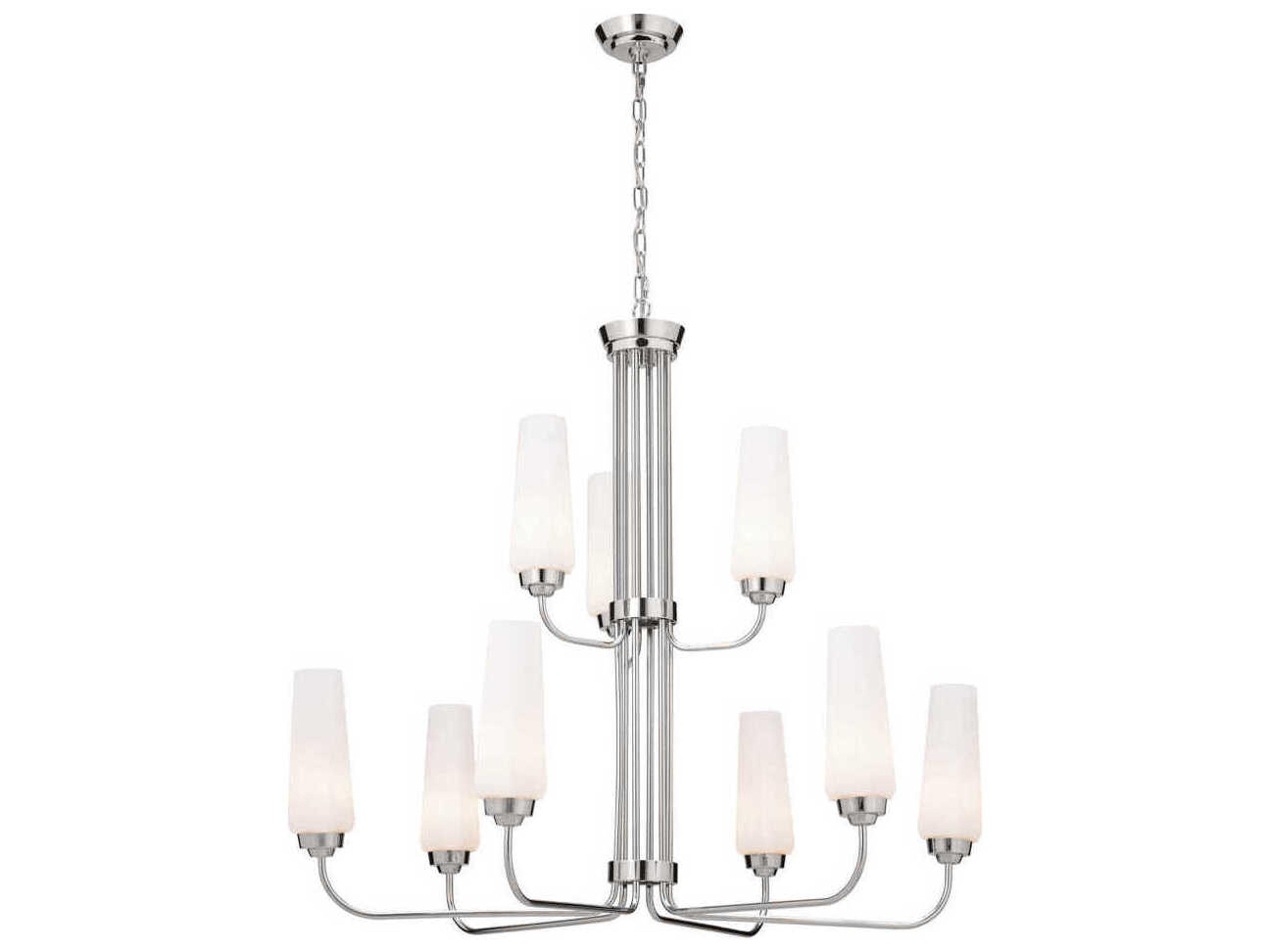 Truby 9-Light Polished Nickel Glass Tiered Chandelier
