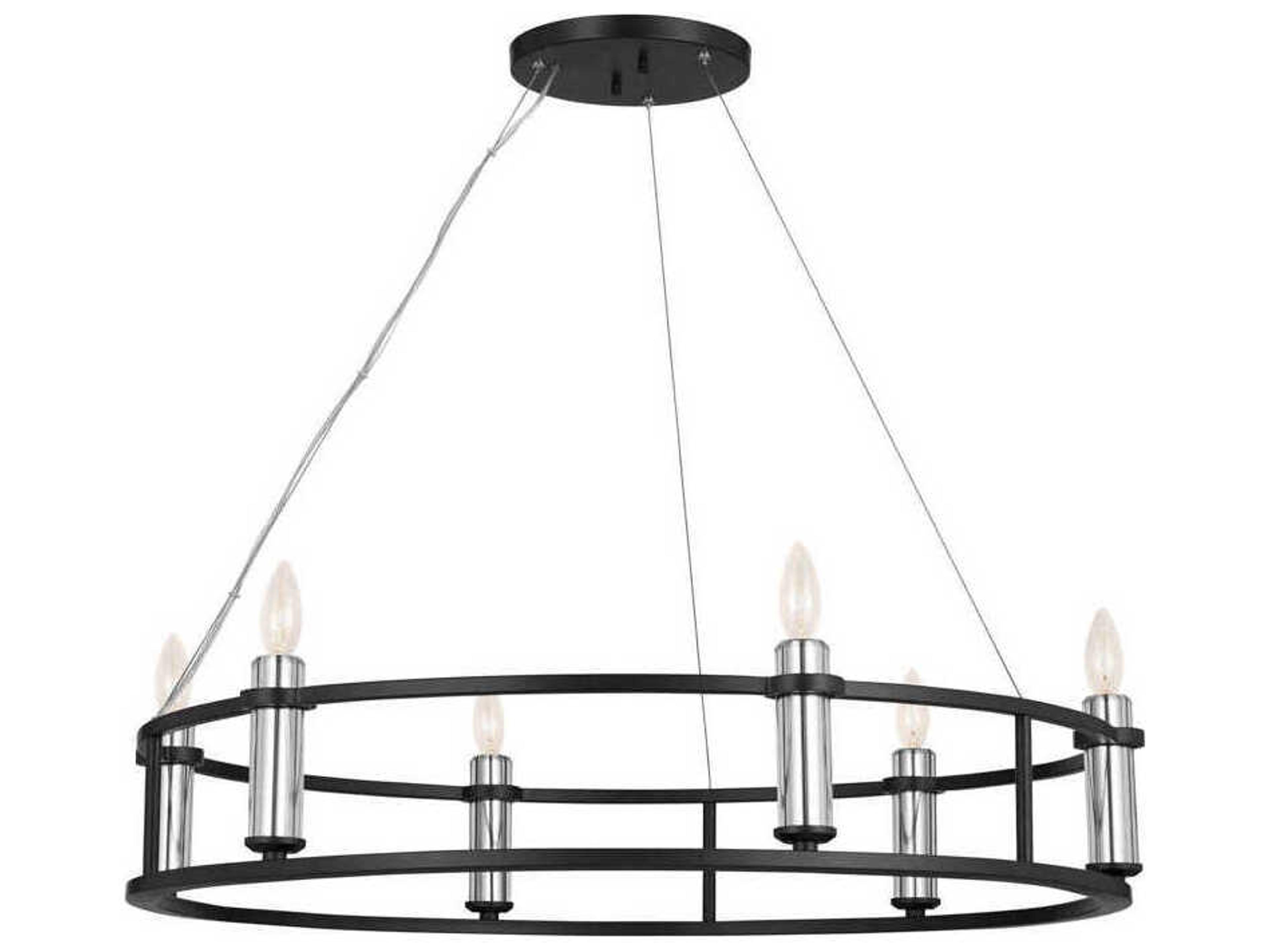Rosalind 6-Light Black Crystal Candelabra Round Chandelier