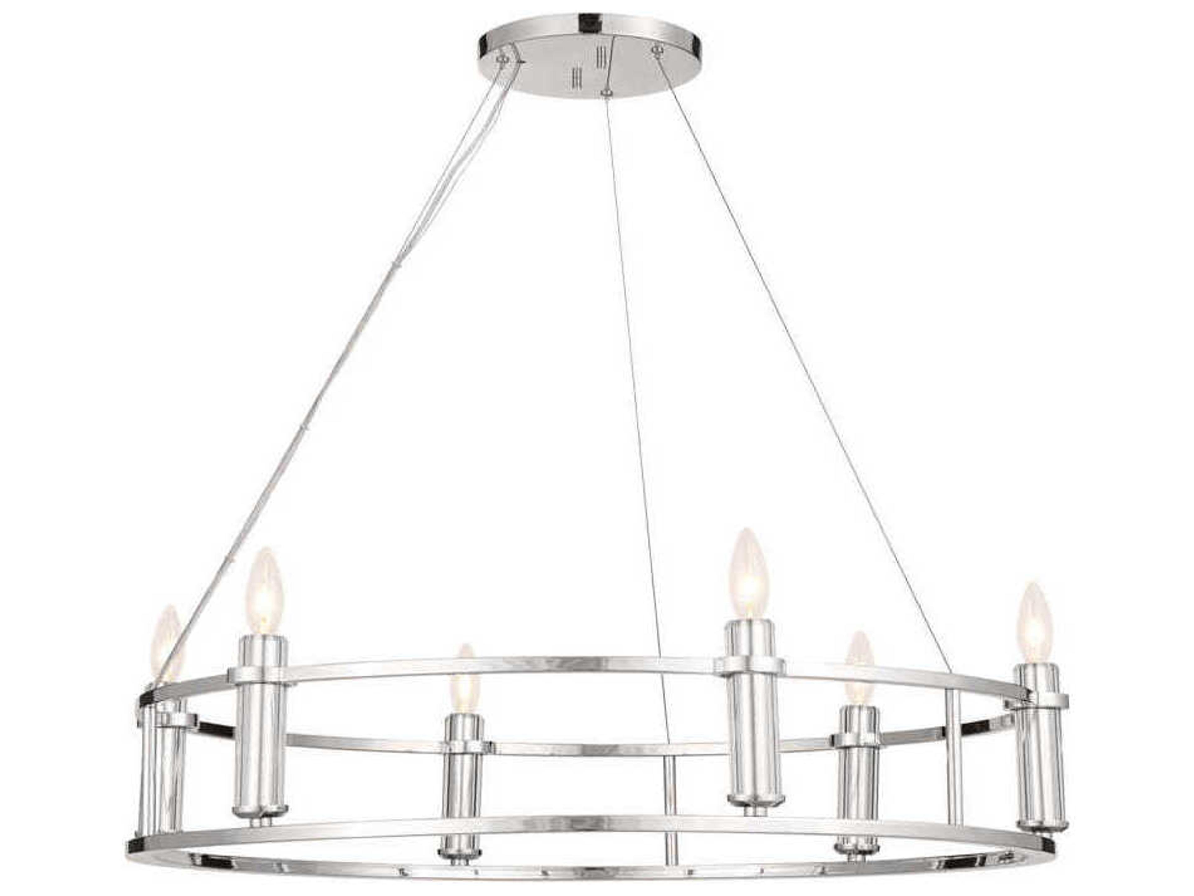 Rosalind 6-Light Polished Nickel Crystal Candelabra Round Chandelier