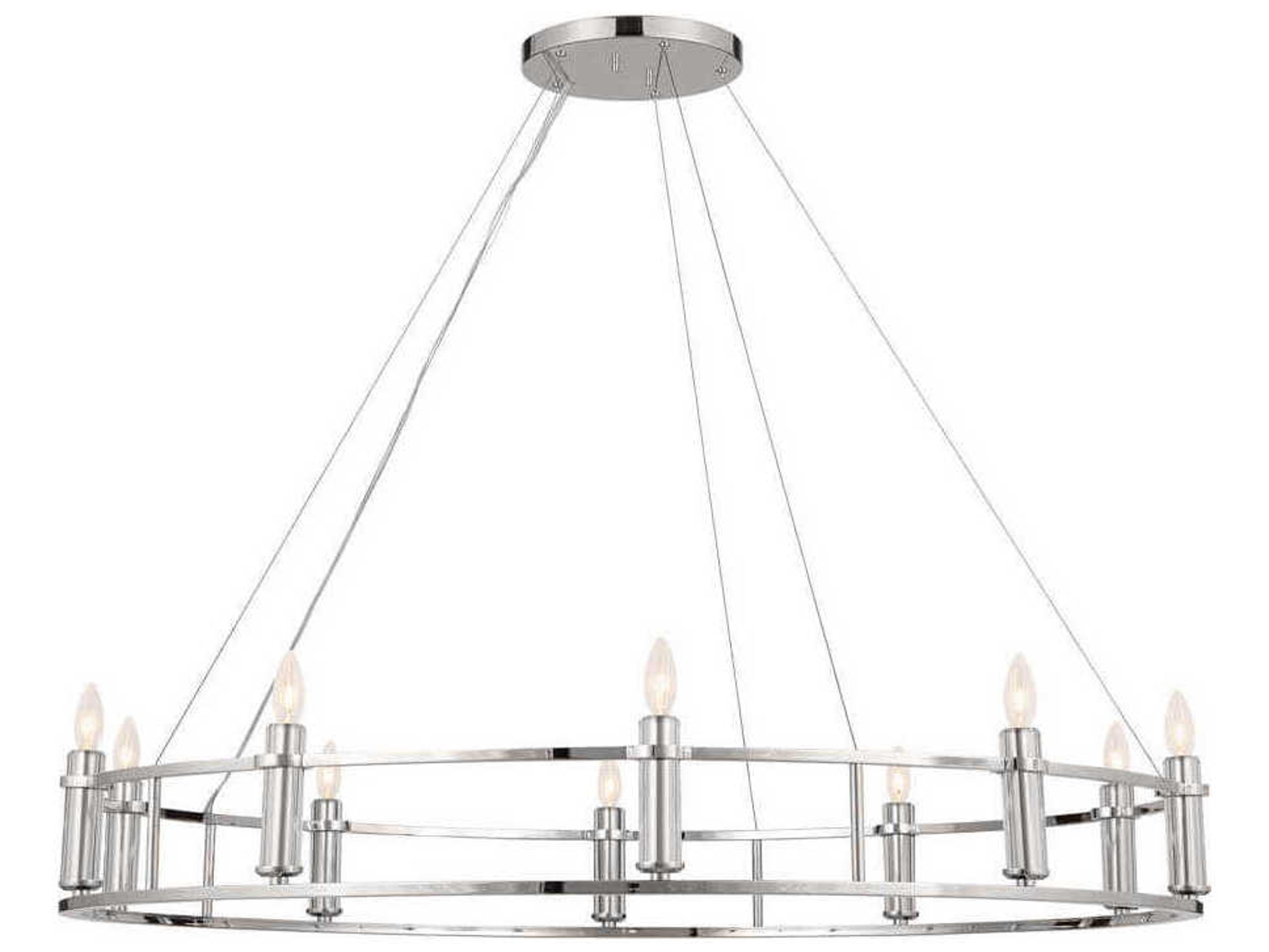 Rosalind 10-Light Polished Nickel Crystal Candelabra Round Chandelier
