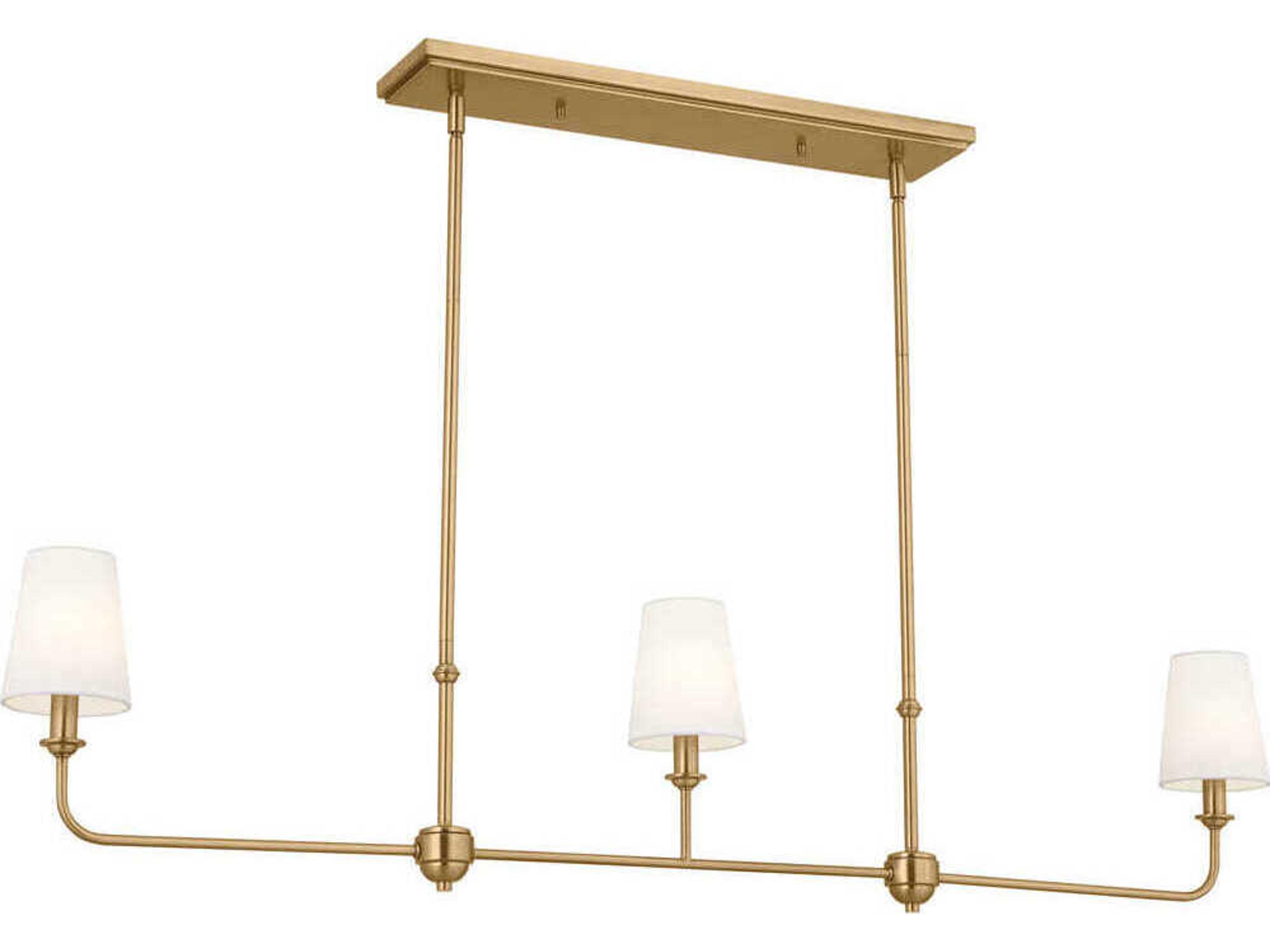 Pallas 3-Light Brushed Natural Brass Empire Linear Island Pendant