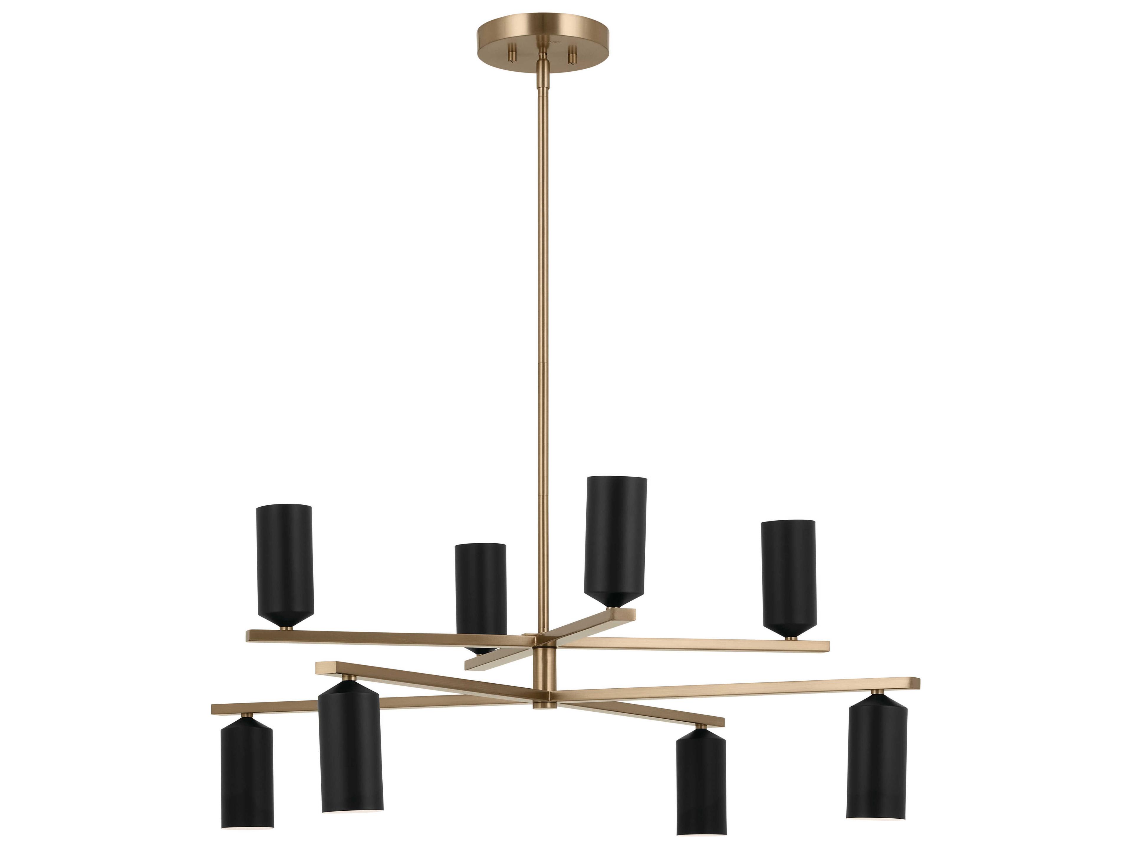 Gala 8-Light Champagne Bronze Black Candelabra Cylinder Chandelier