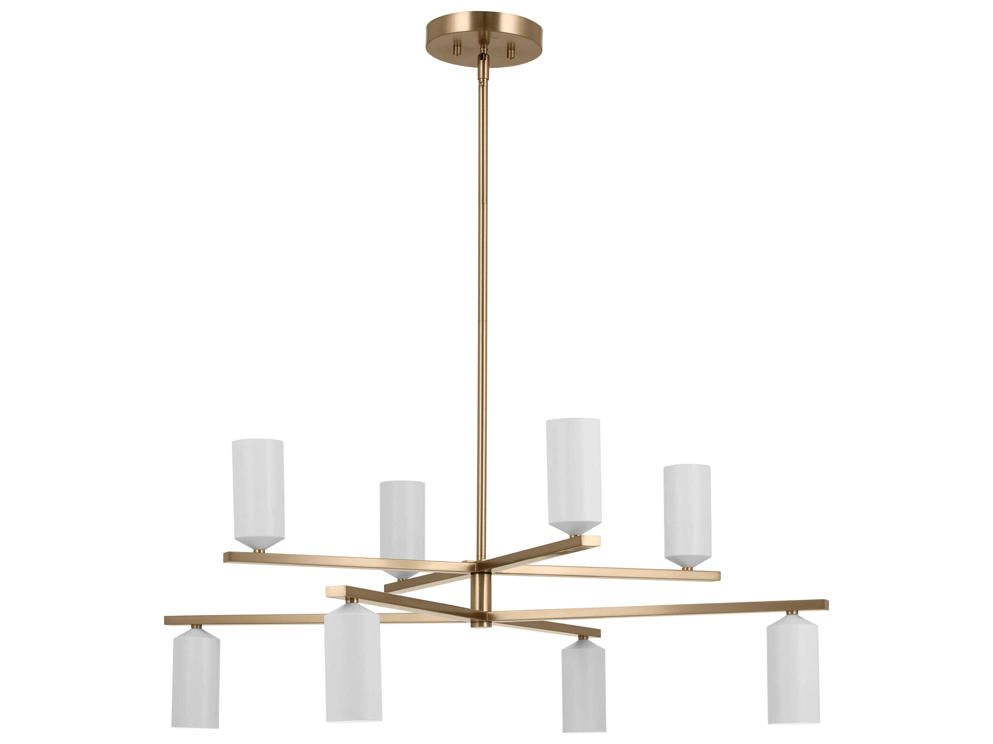 Gala 8-Light Champagne Bronze White Candelabra Cylinder Chandelier