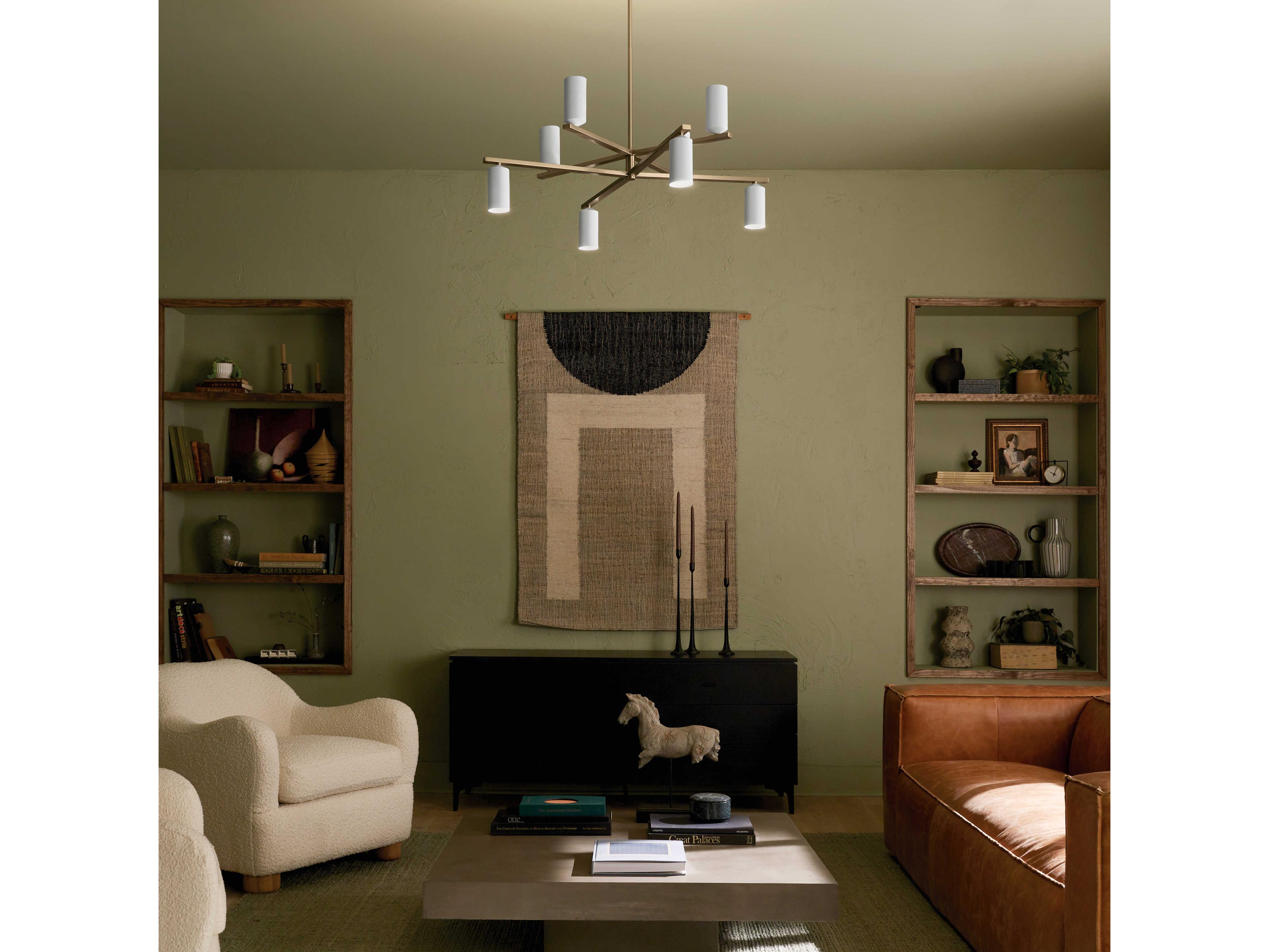 Kichler Gala 8-Light Champagne Bronze White Candelabra Cylinder Chandelier