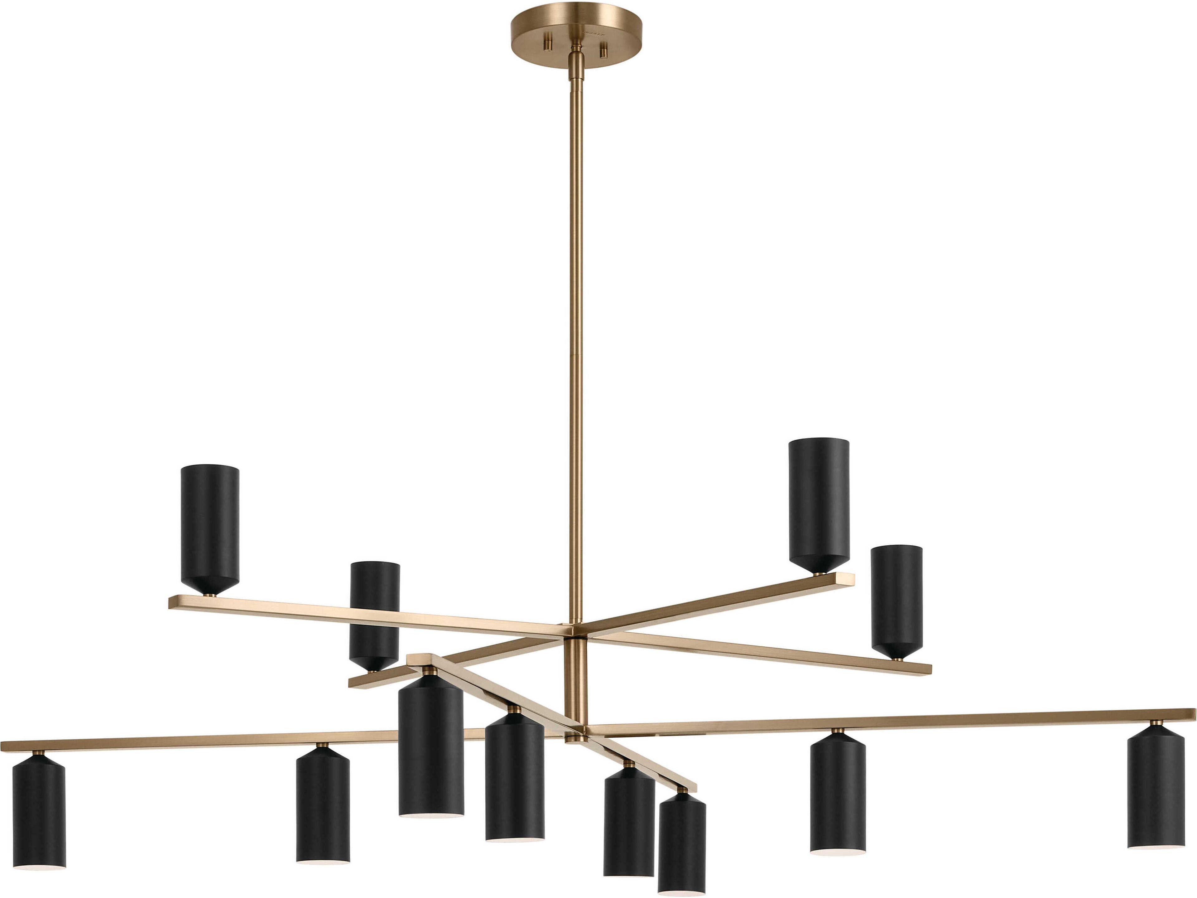 Gala 12-Light Champagne Bronze Black Candelabra Cylinder Chandelier