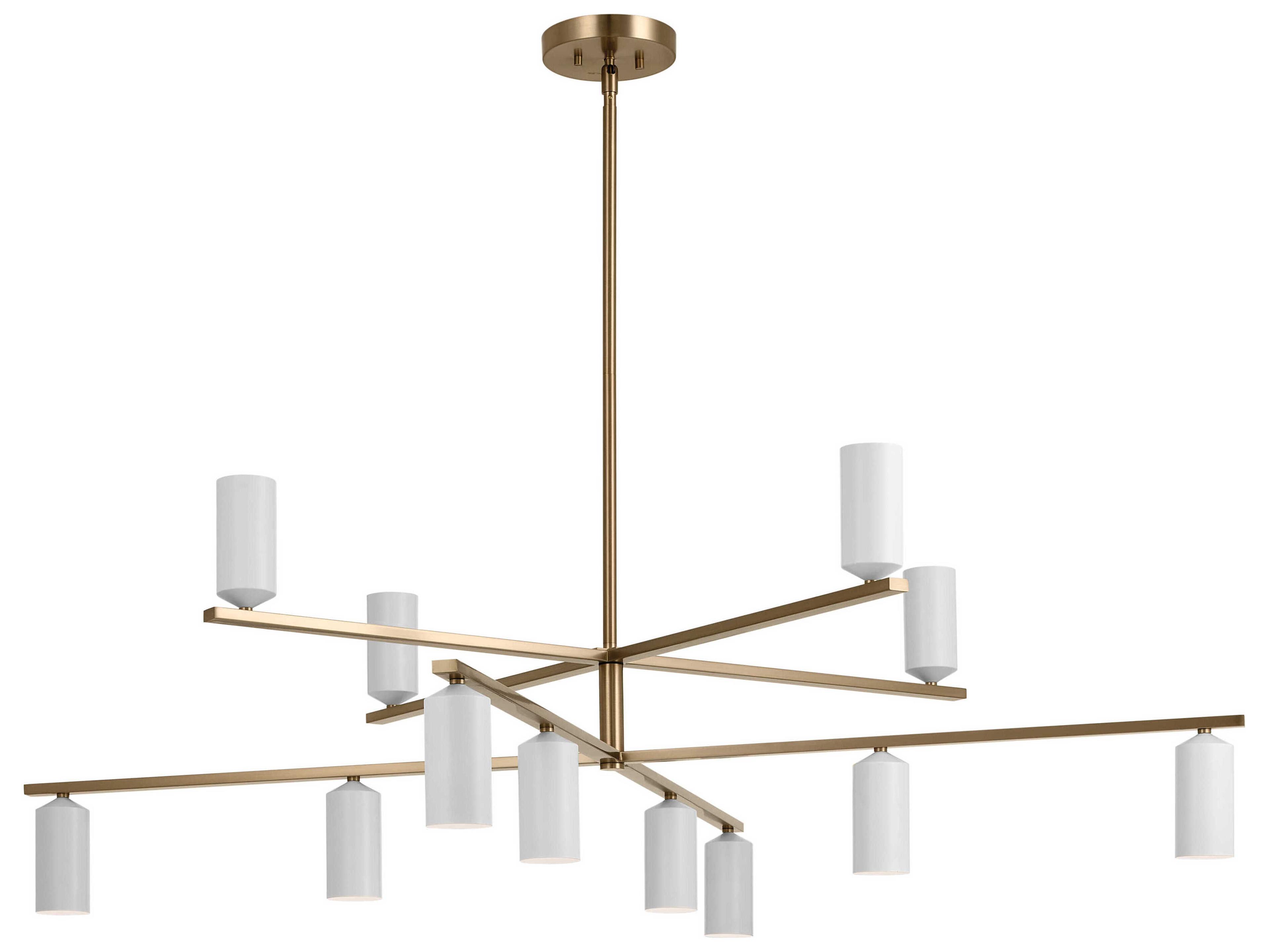 Gala 12-Light Champagne Bronze White Candelabra Cylinder Chandelier