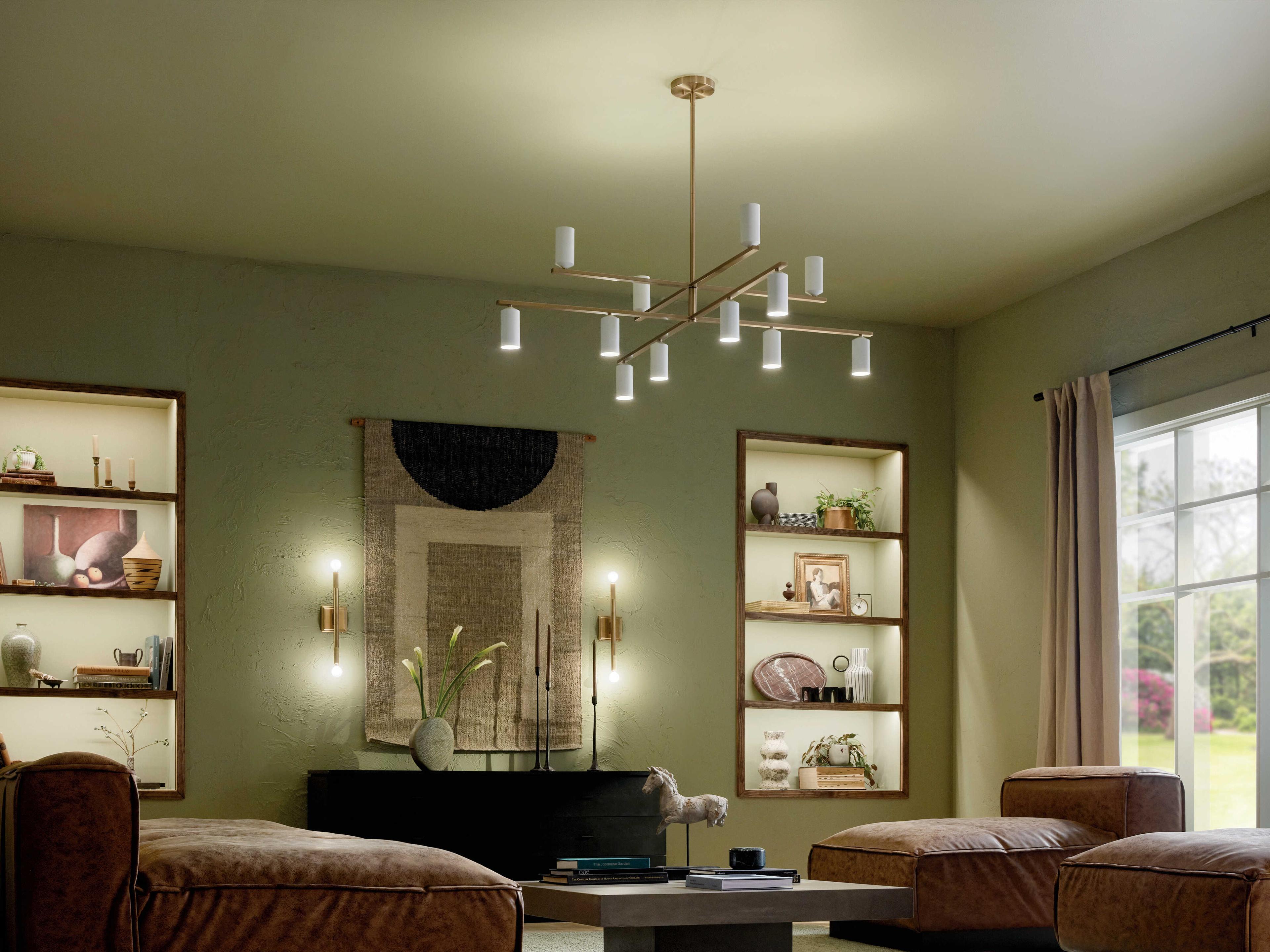 Kichler Gala 12-Light Champagne Bronze White Candelabra Cylinder Chandelier